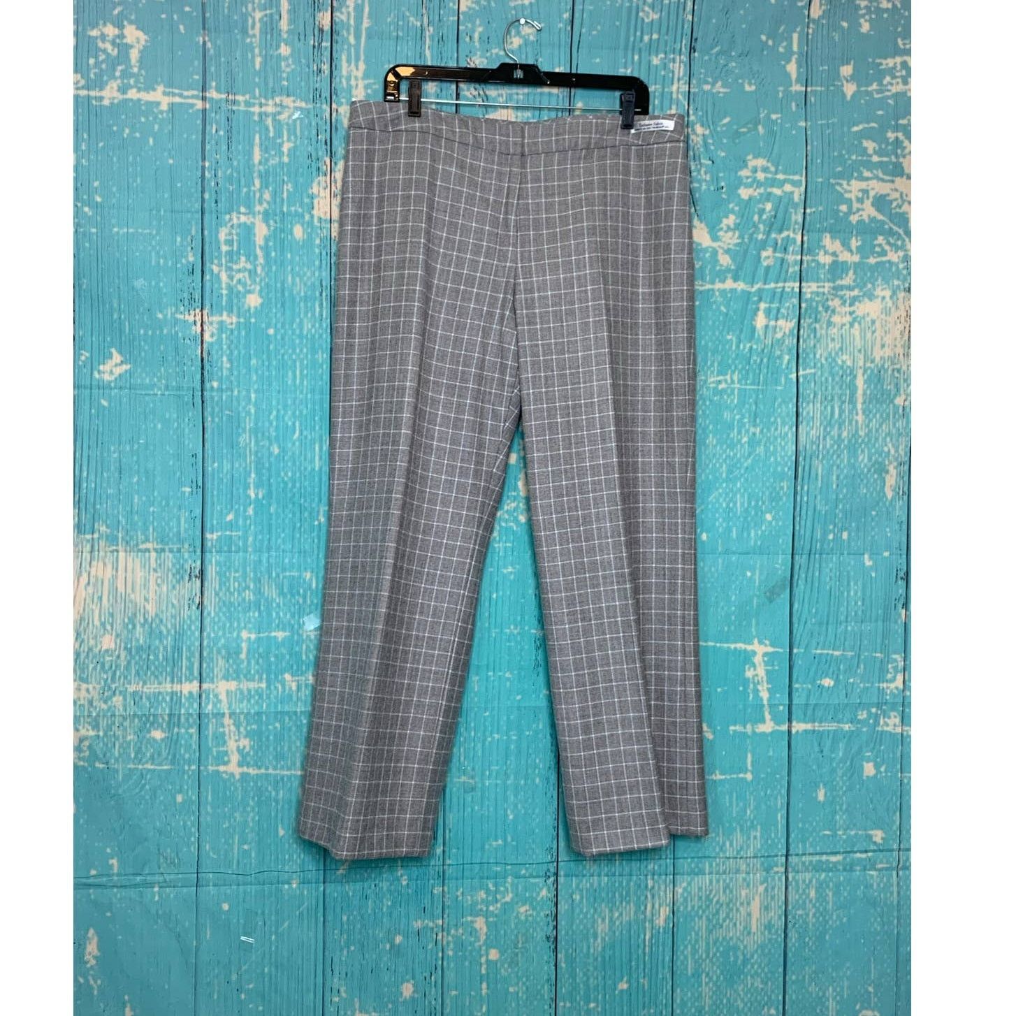 Pendleton gray plaid virgin wool straight legs pants size 16