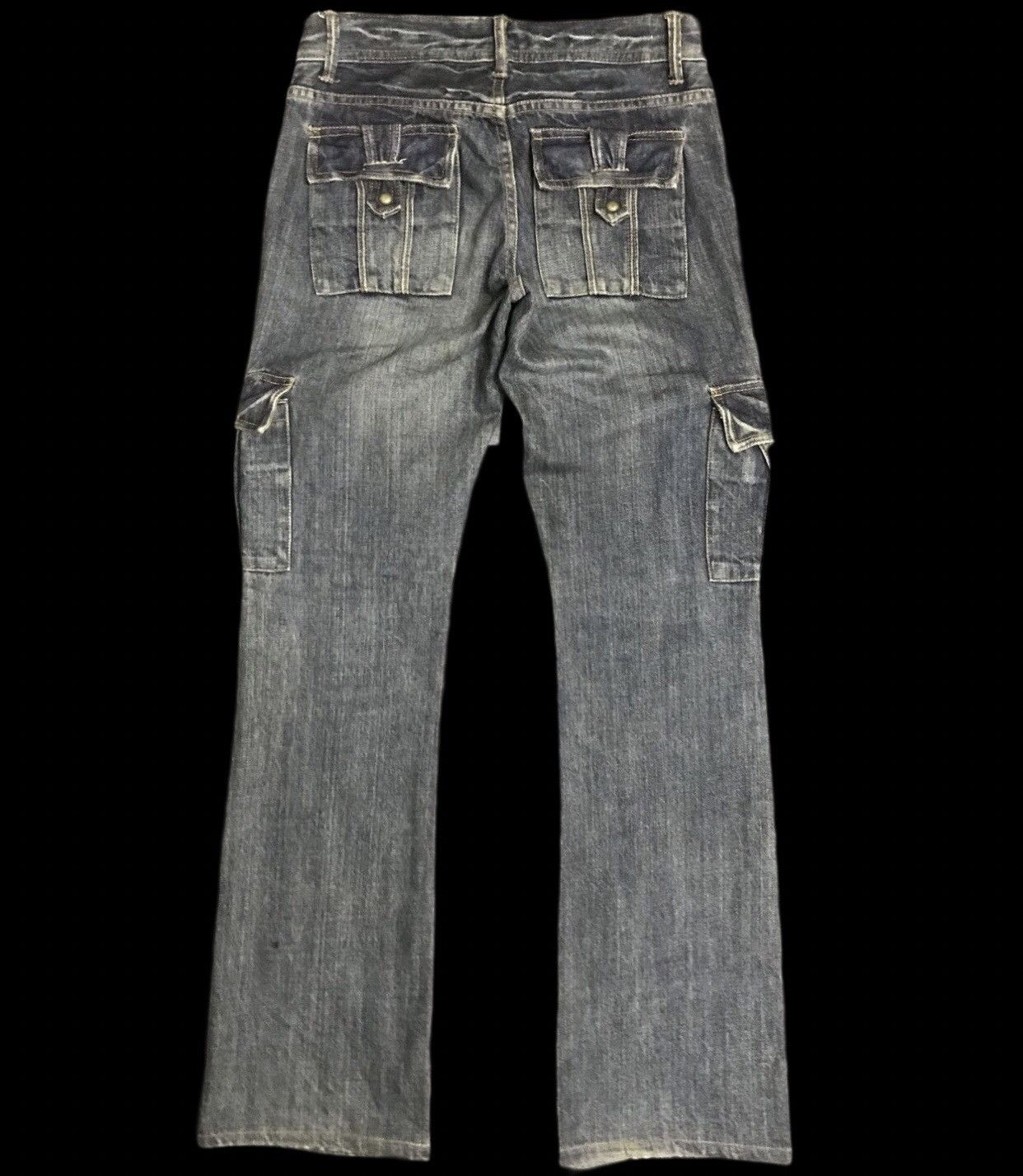 Japanese Brand 💥Flare💥D116 STEER BLUE ARCHIVAL FLARE CARGO DENIM Size US 31 - 2 Thumbnail