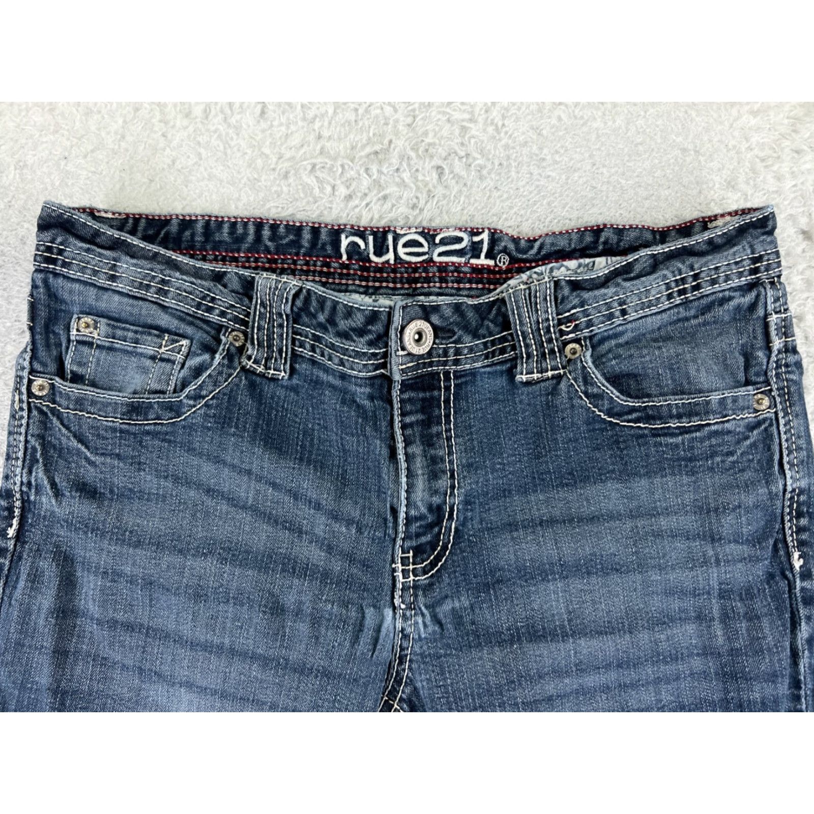 Vintage Rue21 Jeans Womens 29 Blue Denim Boot Cut Embroidered 29x28 Size 29" - 4 Thumbnail