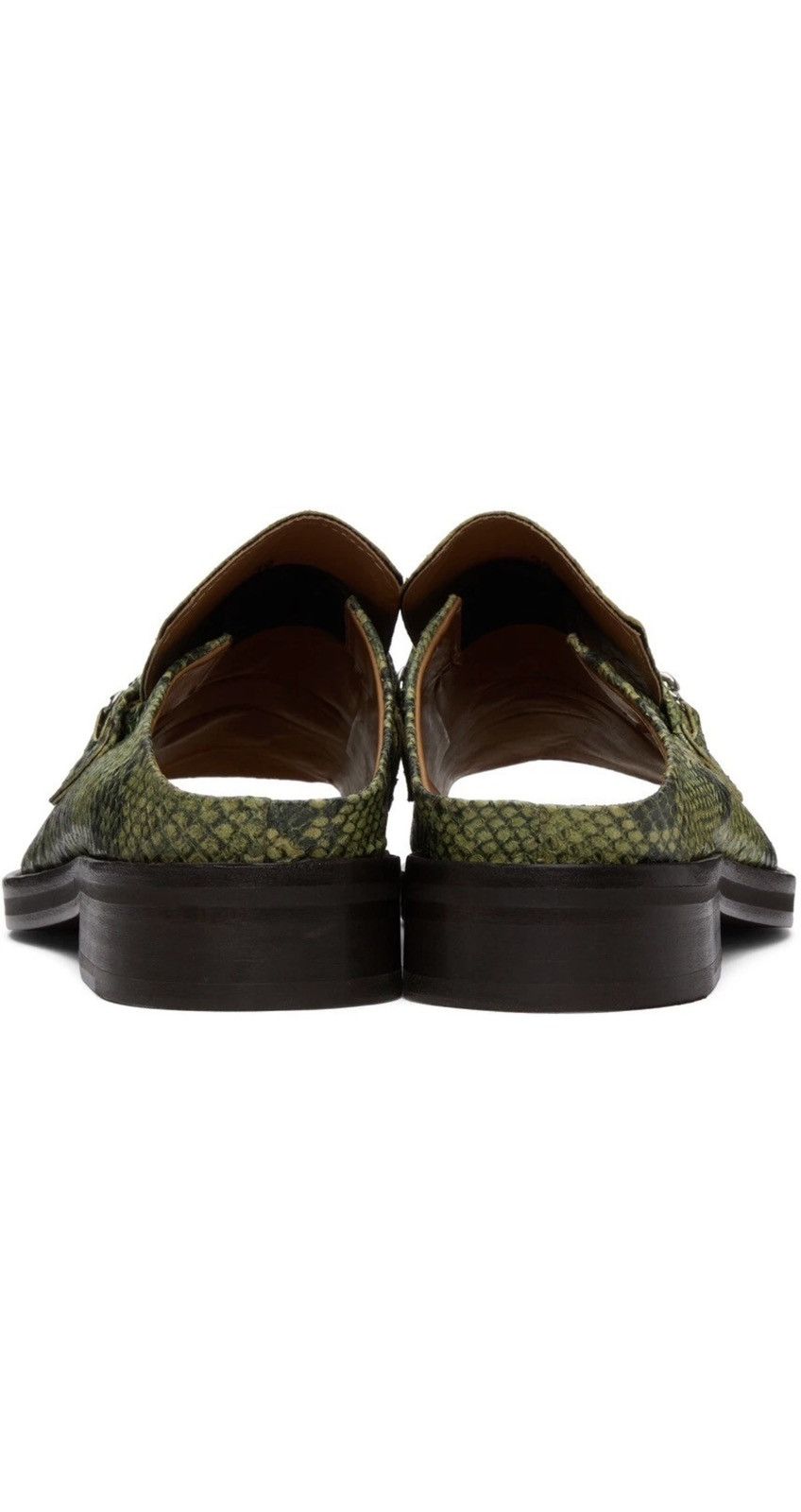 Martine Rose New Rare Open Square Toe Green Snakeskin Slip On Loafer Mule Size US 9 / EU 42 - 7 Thumbnail