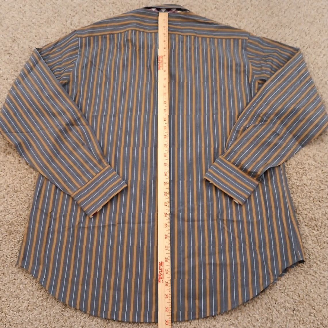 Vintage Thomas Dean Shirt Mens XL Gray Striped Long Sleeve Button Up Cotton Size US XL / EU 56 / 4 - 5 Thumbnail