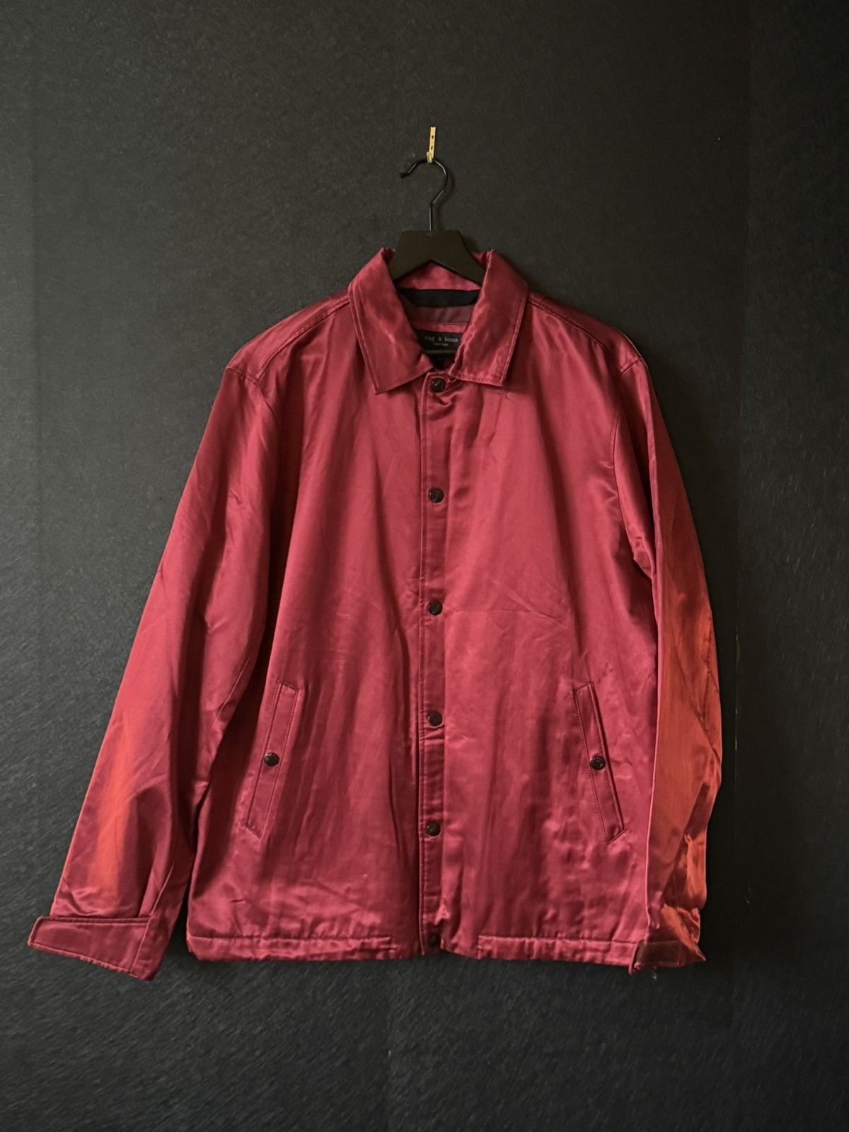 Rag & Bone Rag & Bone Nylon Coaches Jacket in Burgundy Size US L / EU 52-54 / 3 - 1 Thumbnail