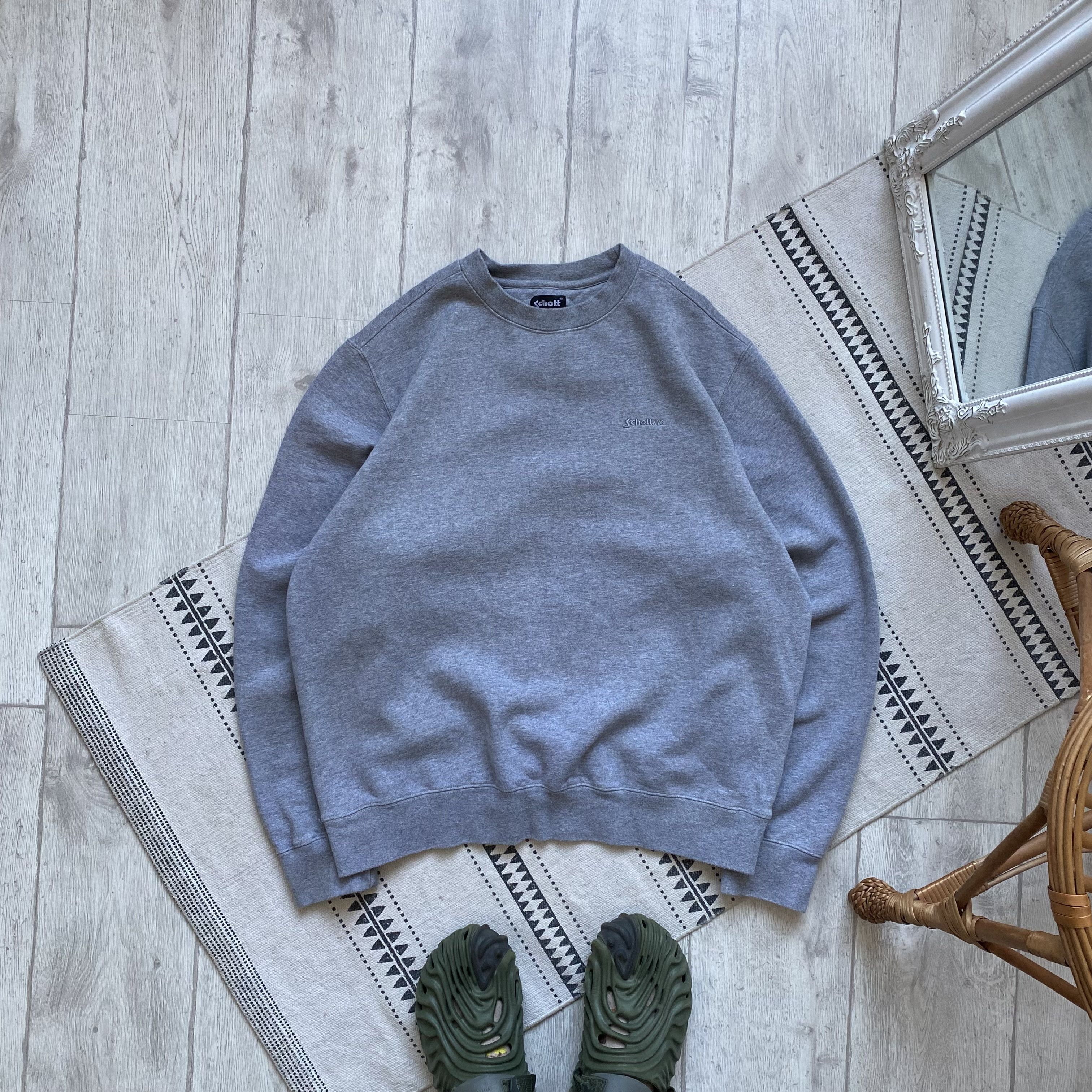 Schott Vintage 90s Schoot NYC Heavy Sweatshirt Blank Size US XL / EU 56 / 4 - 1 Thumbnail
