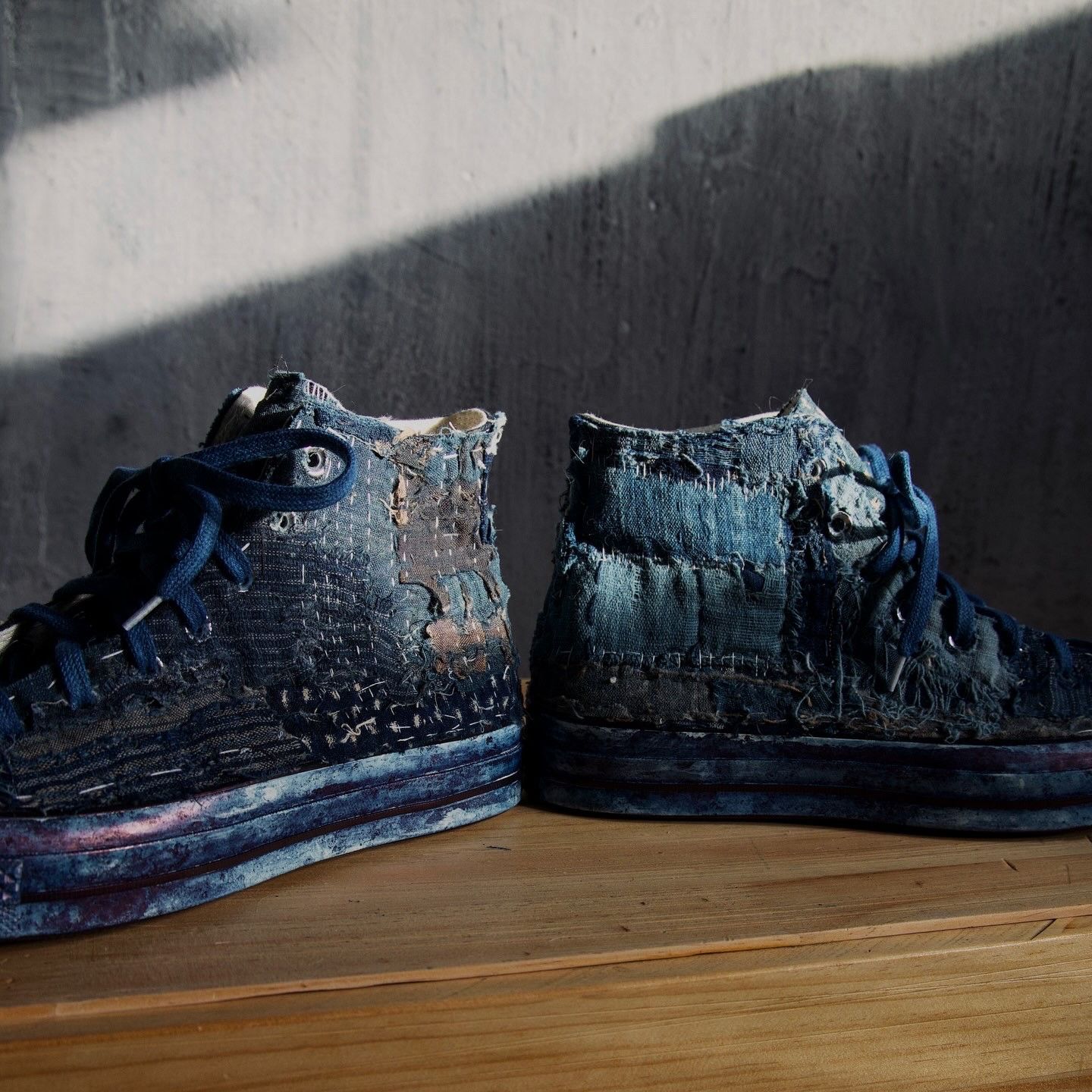 Hana Indigo Custom order - BORO X CONVERSE hand- stitched sneaker Size US 9 / EU 42 - 3 Thumbnail