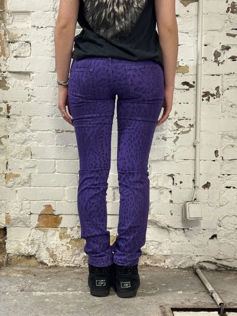 Just Cavalli SS2009 Cavalli Leopard Purple & Black Slim Pants Size 26" / US 2 / IT 38 - 4 Thumbnail