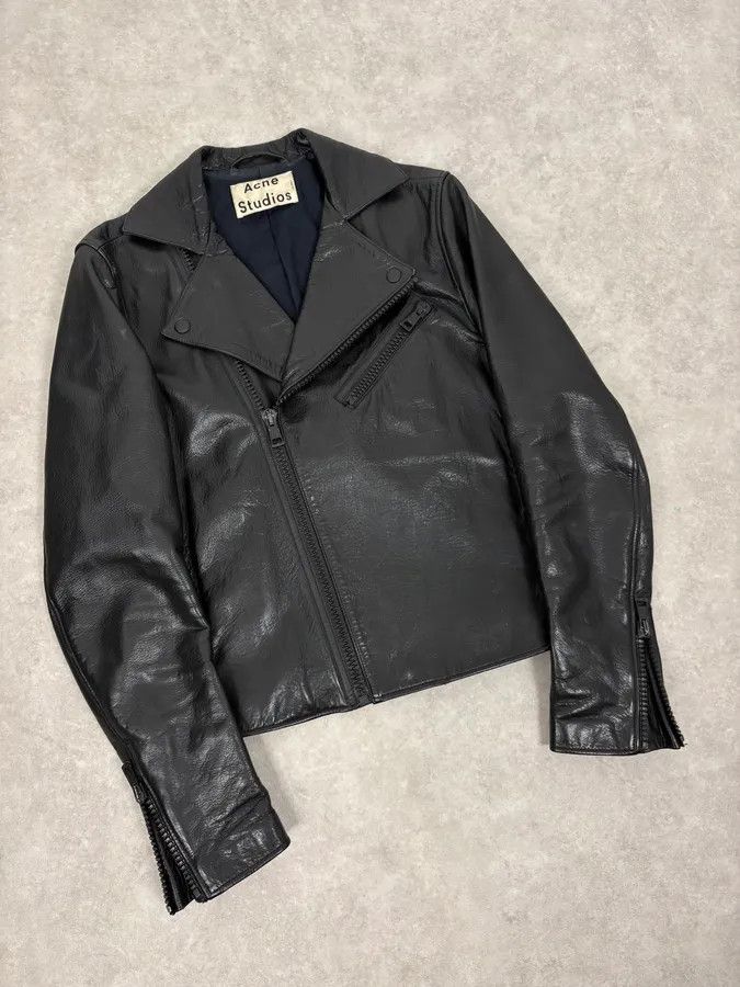 Acne Studios SS2014 Acne Studios Black Leather Asymmetrical Biker Jacket Size US S / EU 44-46 / 1 - 4 Thumbnail