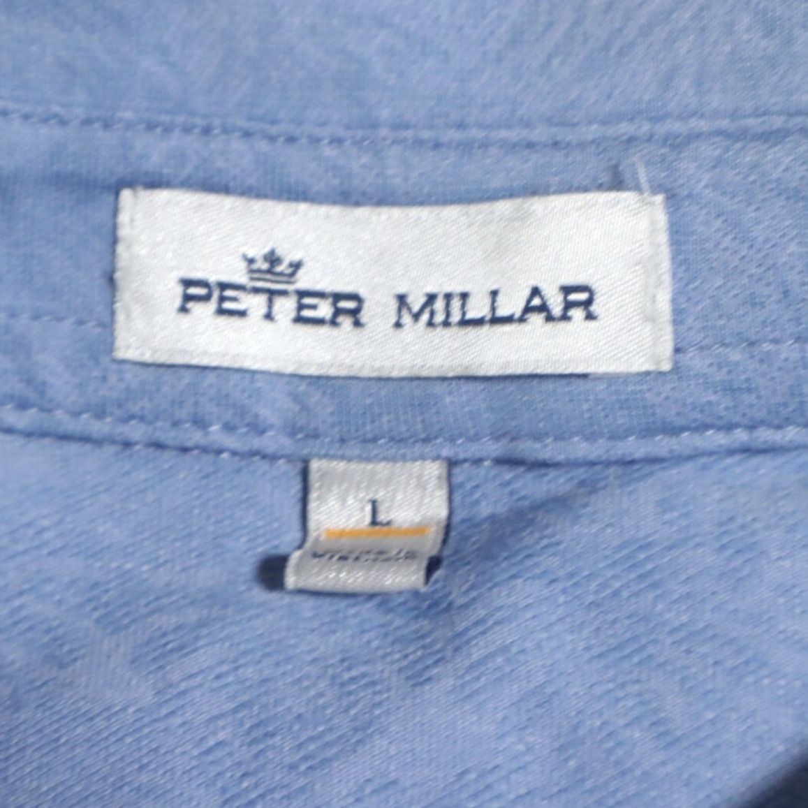 Peter Millar Peter Millar Crown Leaf Jacquard Stretch Solid Polo Shirt Blue Men's L Shirt Size US L / EU 52-54 / 3 - 5 Thumbnail