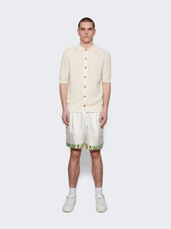 Casablanca o1mle0326 Drawstring Silk Shorts Aquatique Whitge in White Size US 32 / EU 48 - 2 Thumbnail