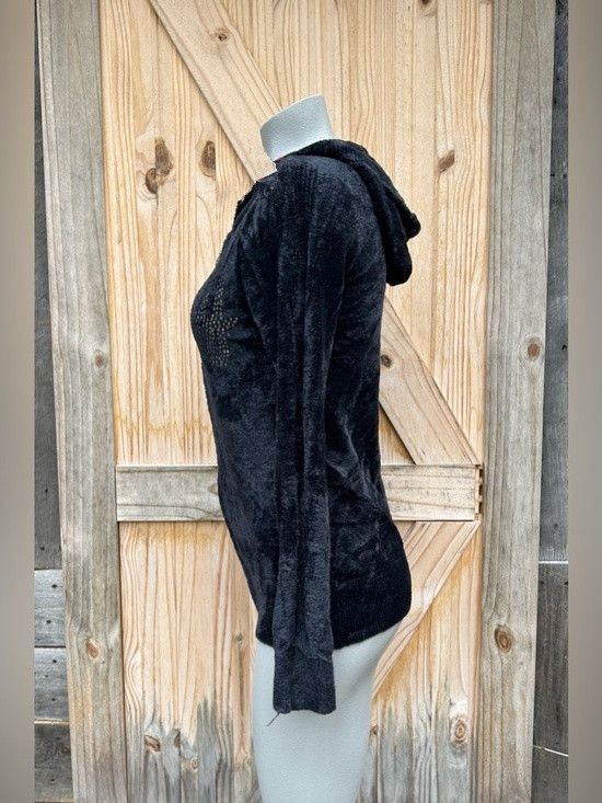 Harley Davidson Harley Davidson Black Velour Rhinestone Zip Hoodie Jacket Size M / US 6-8 / IT 42-44 - 4 Thumbnail