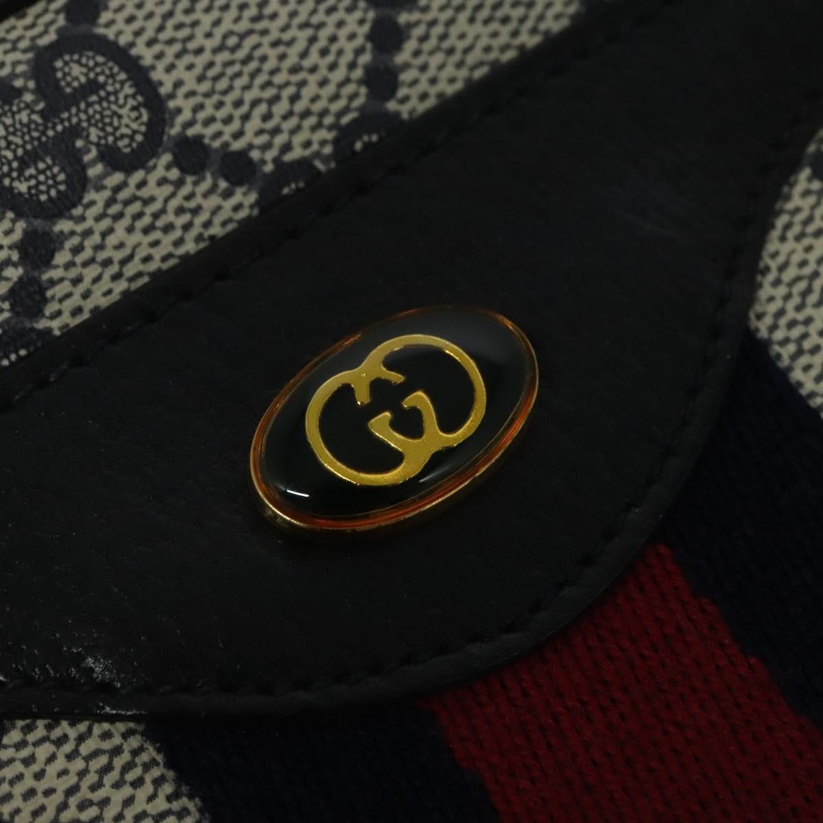 Gucci GUCCI GG Supreme Sherry Line Shoulder Bag Pvc Navy Gold 904 Size ONE SIZE - 14 Thumbnail