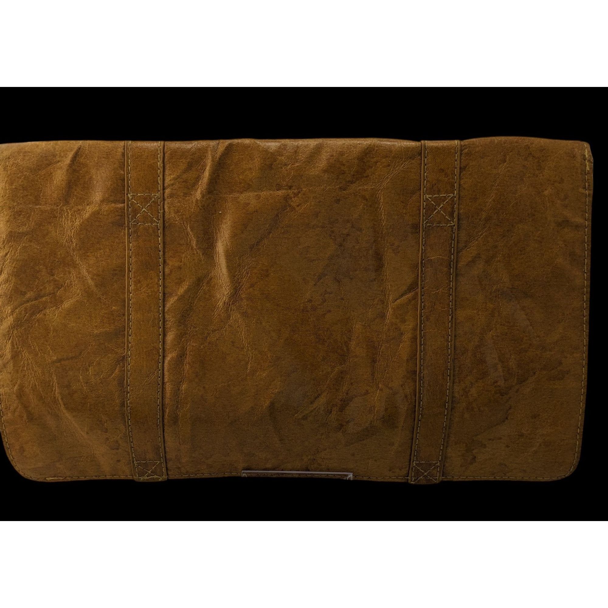 Split Retro Split Brown Faux Leather Clutch With Magnetic Closure Size ONE SIZE - 3 Thumbnail