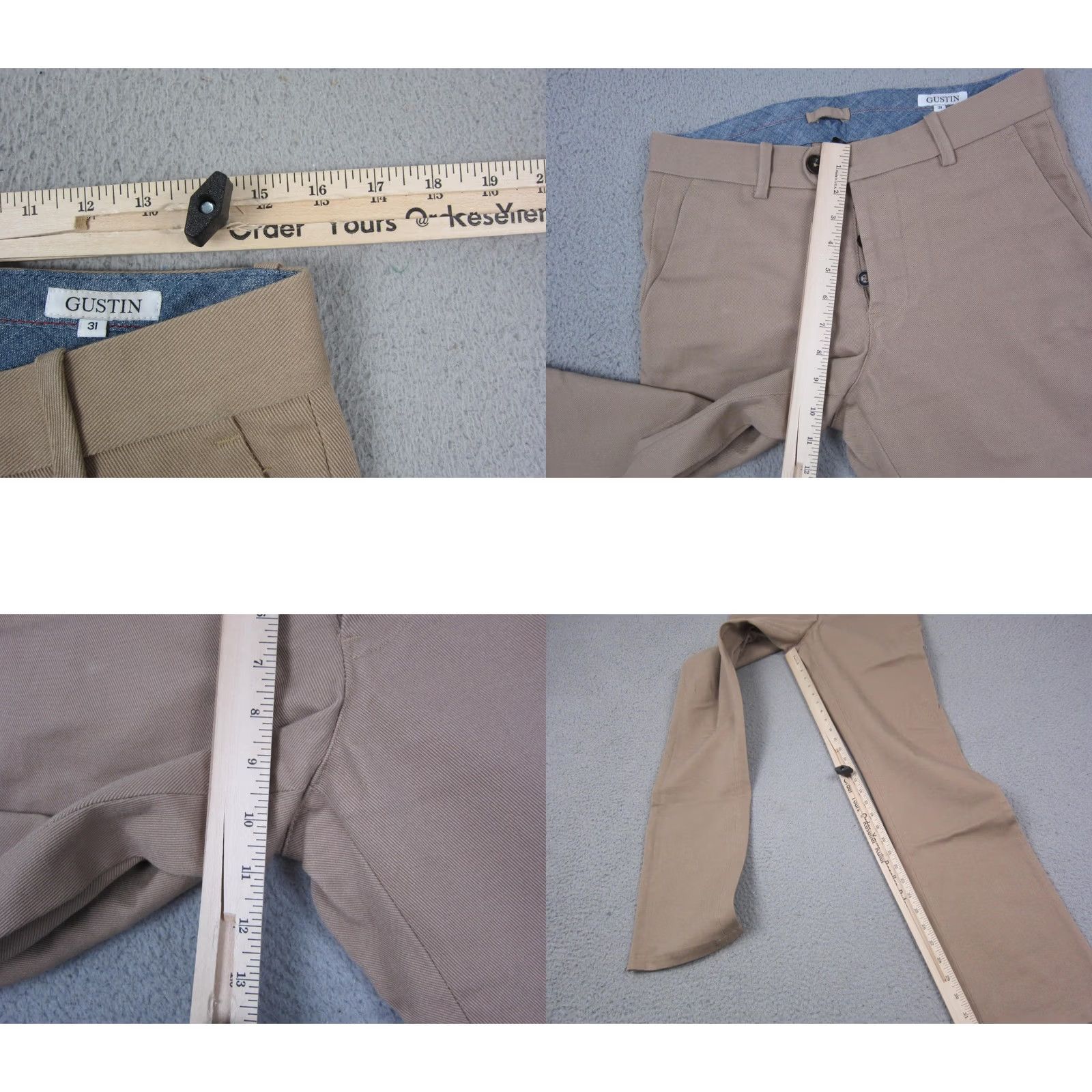 Gustin Gustin Pants Mens 31 Brown Slim Fit Washed Straight Chino Button Fly Made USA Size US 31 - 9 Thumbnail
