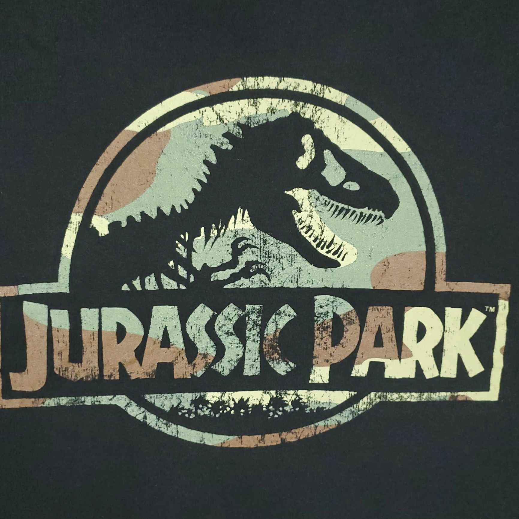 Vintage JURASSIC PARK Camo Logo Black Graphic T-Shirt Adult Large Tall Mens Size US L / EU 52-54 / 3 - 2 Thumbnail