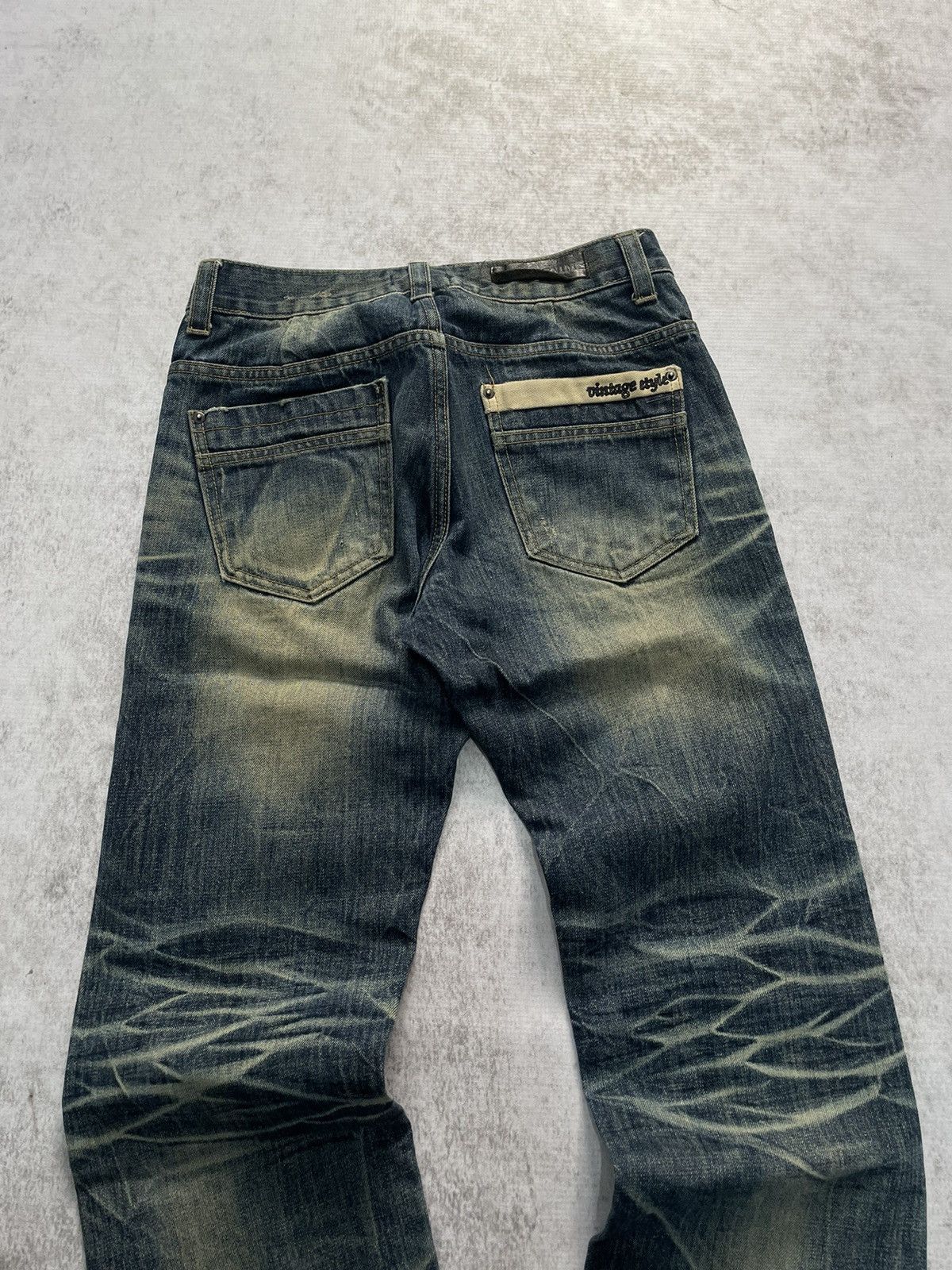 2000s vintage style japan acid wash denim Y2k style