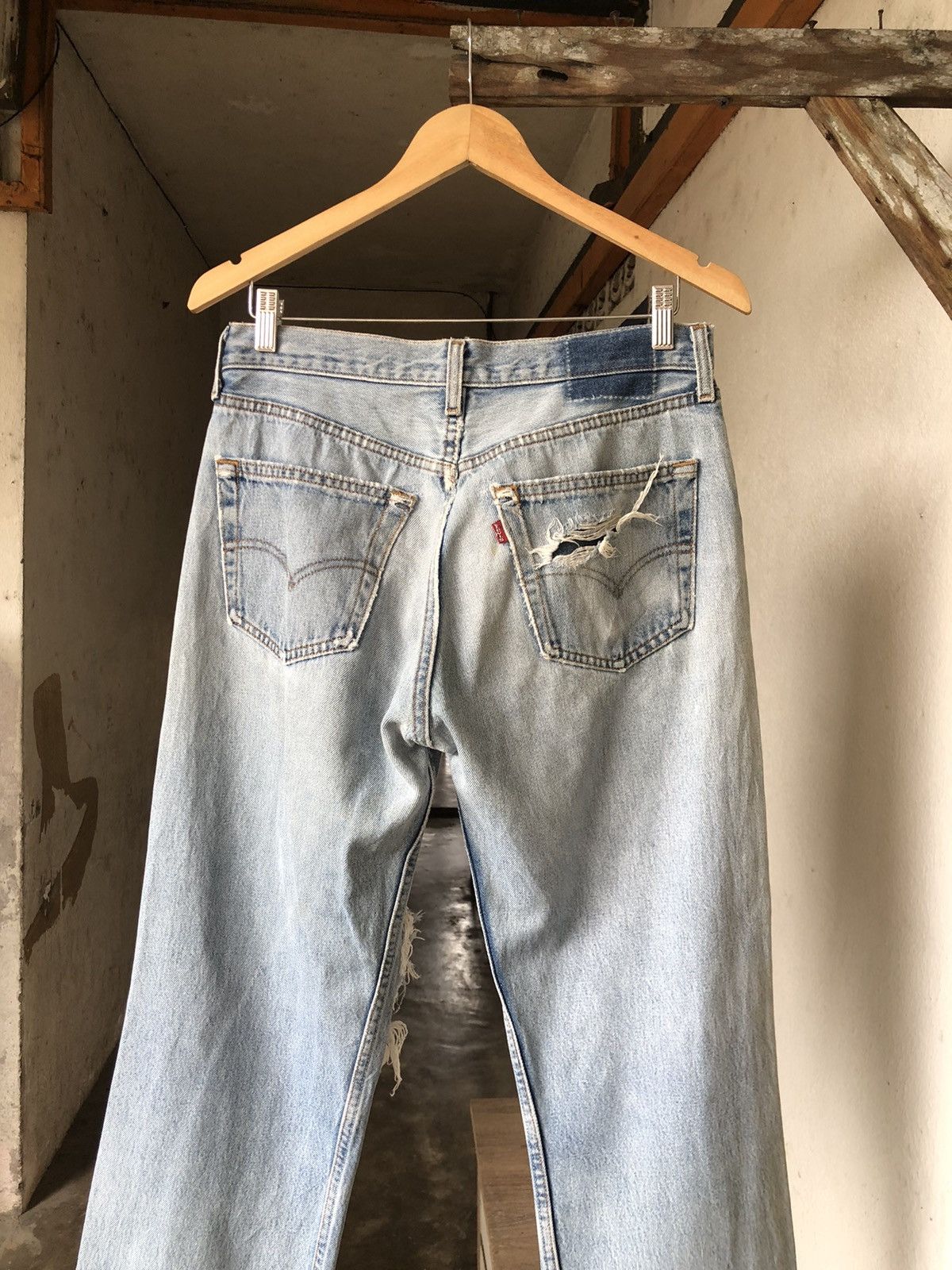 Vintage Rare❗️Vintage 90s Levis 501 Distressed Jeans Like Kapital Size US 30 / EU 46 - 13 Thumbnail