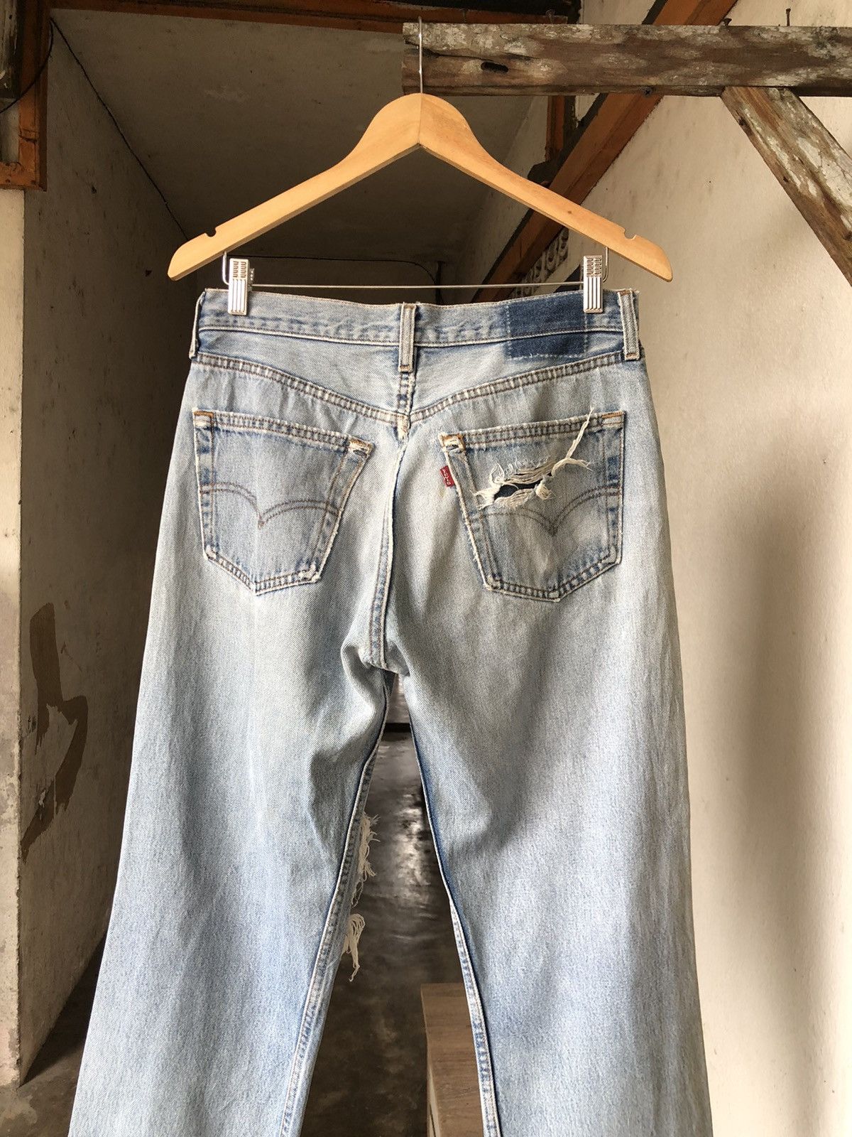Levi's Kapital Style Vintage 90s Levis 501 Distressed Jeans Size US 30 / EU 46 - 13 Thumbnail