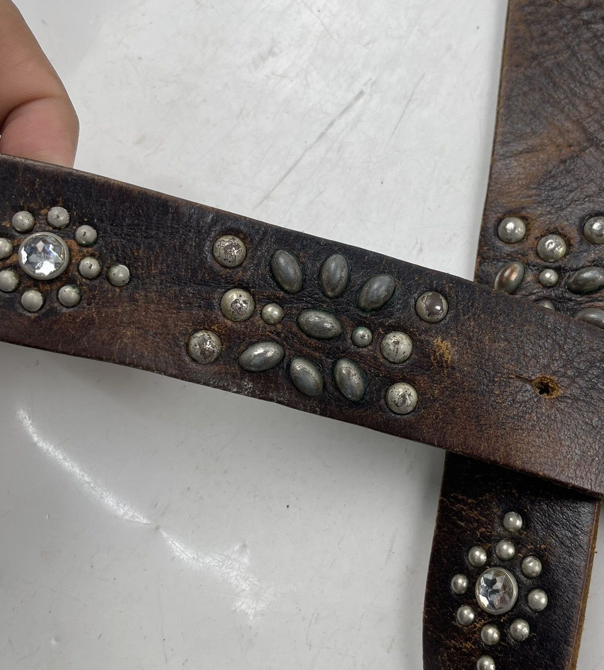 Seditionaries distressed studded leather belt tc42 Size 40 - 10 Thumbnail