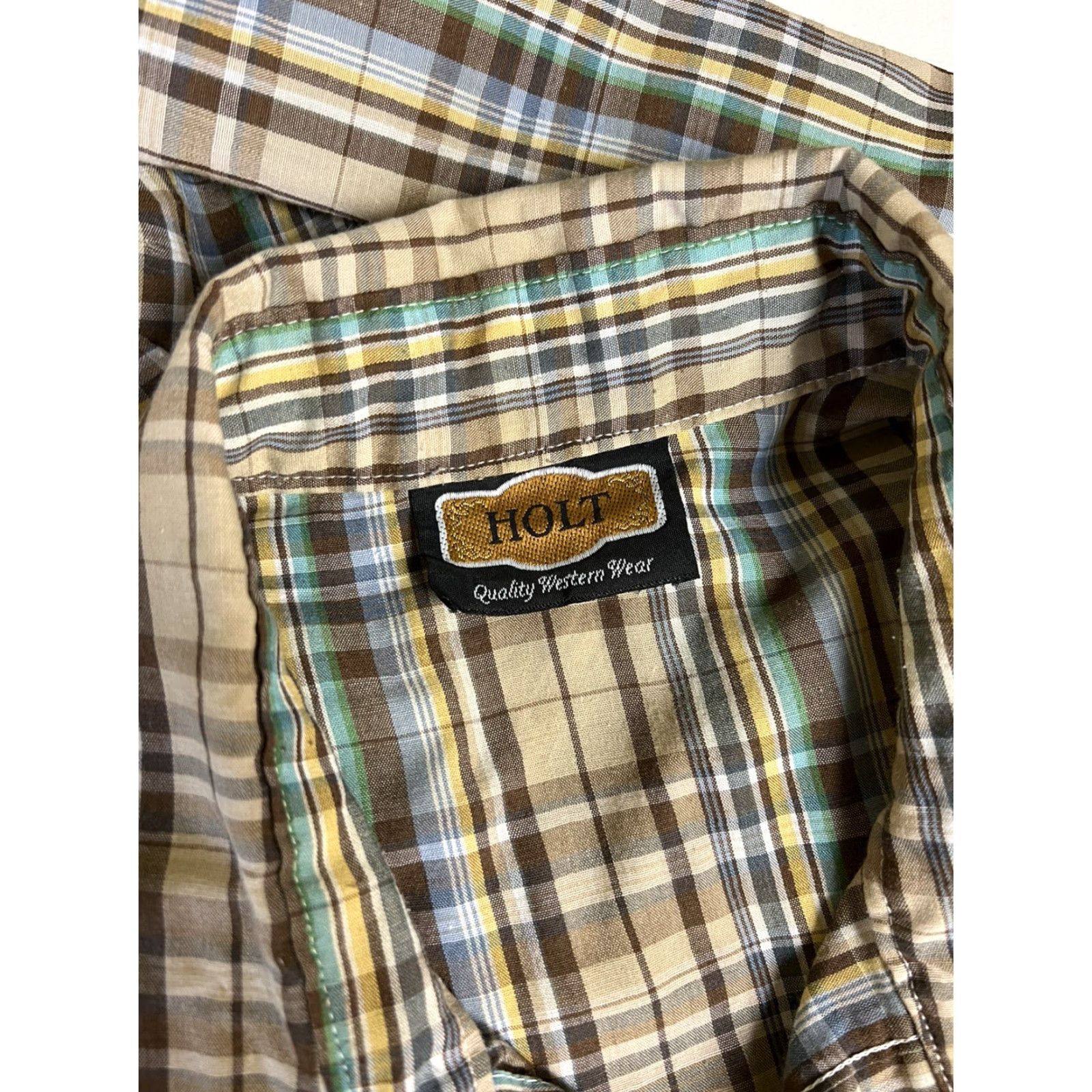 Vintage VINTAGE Holt Pearl Snap Shirt Mens L Blue Brown Plaid Short Sleeve Western Shirt Size US L / EU 52-54 / 3 - 4 Thumbnail