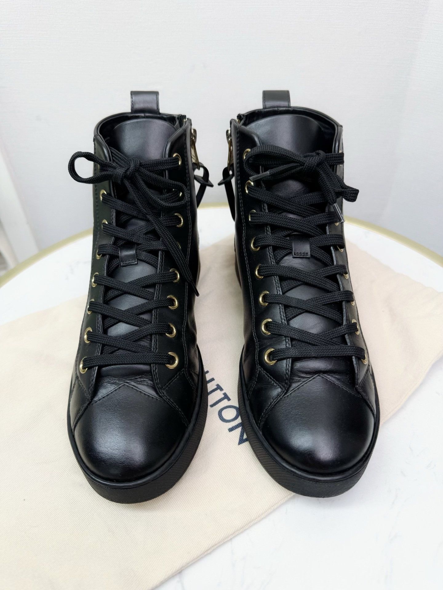 Louis Vuitton Louis Vuitton Black High-Top Shoes Size US 4.5 / IT 34.5 - 1 Thumbnail