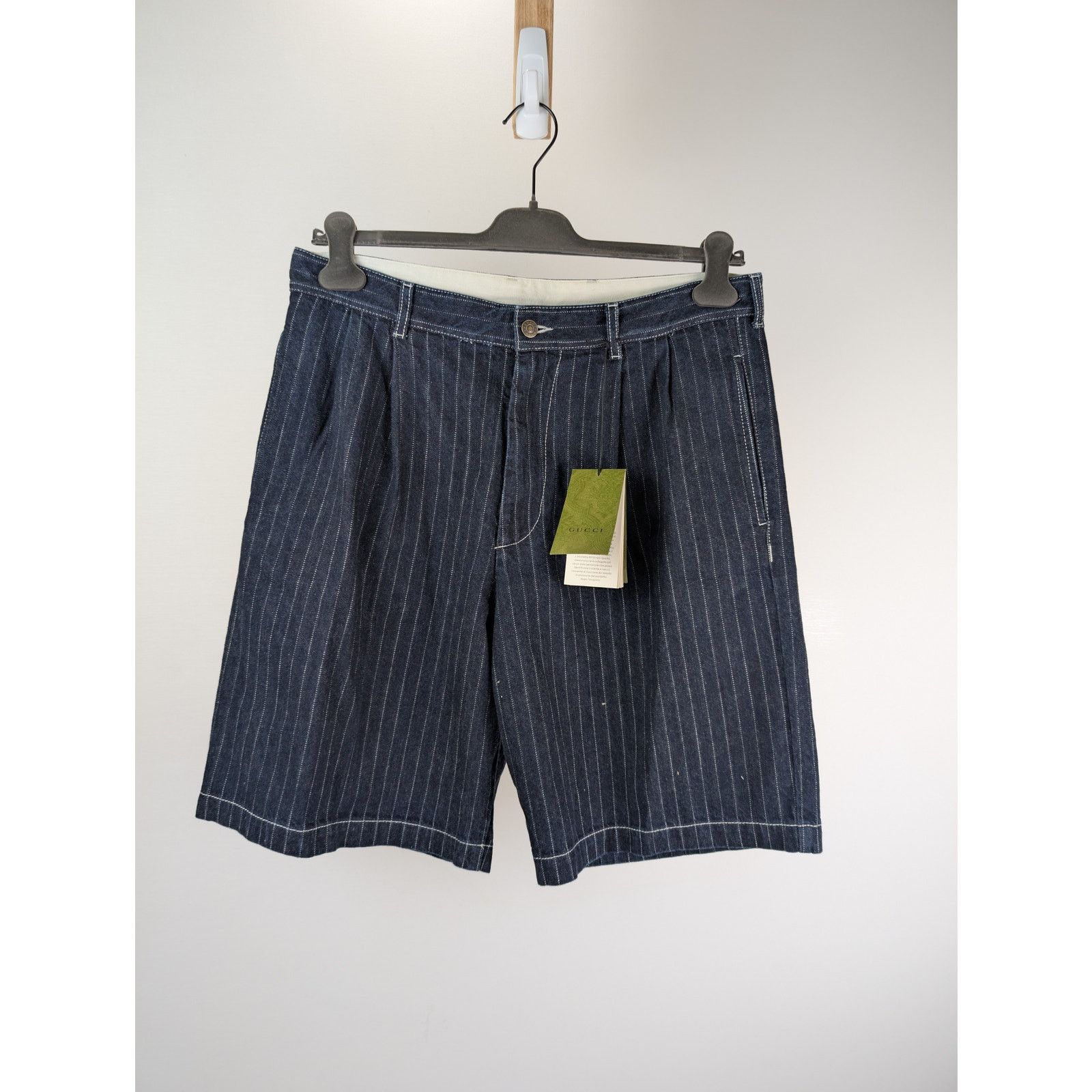 Gucci o1rshd1 Bermuda Eco Washed Striped Cotton Short in Dark Blue Size US 34 / EU 50 - 1 Thumbnail