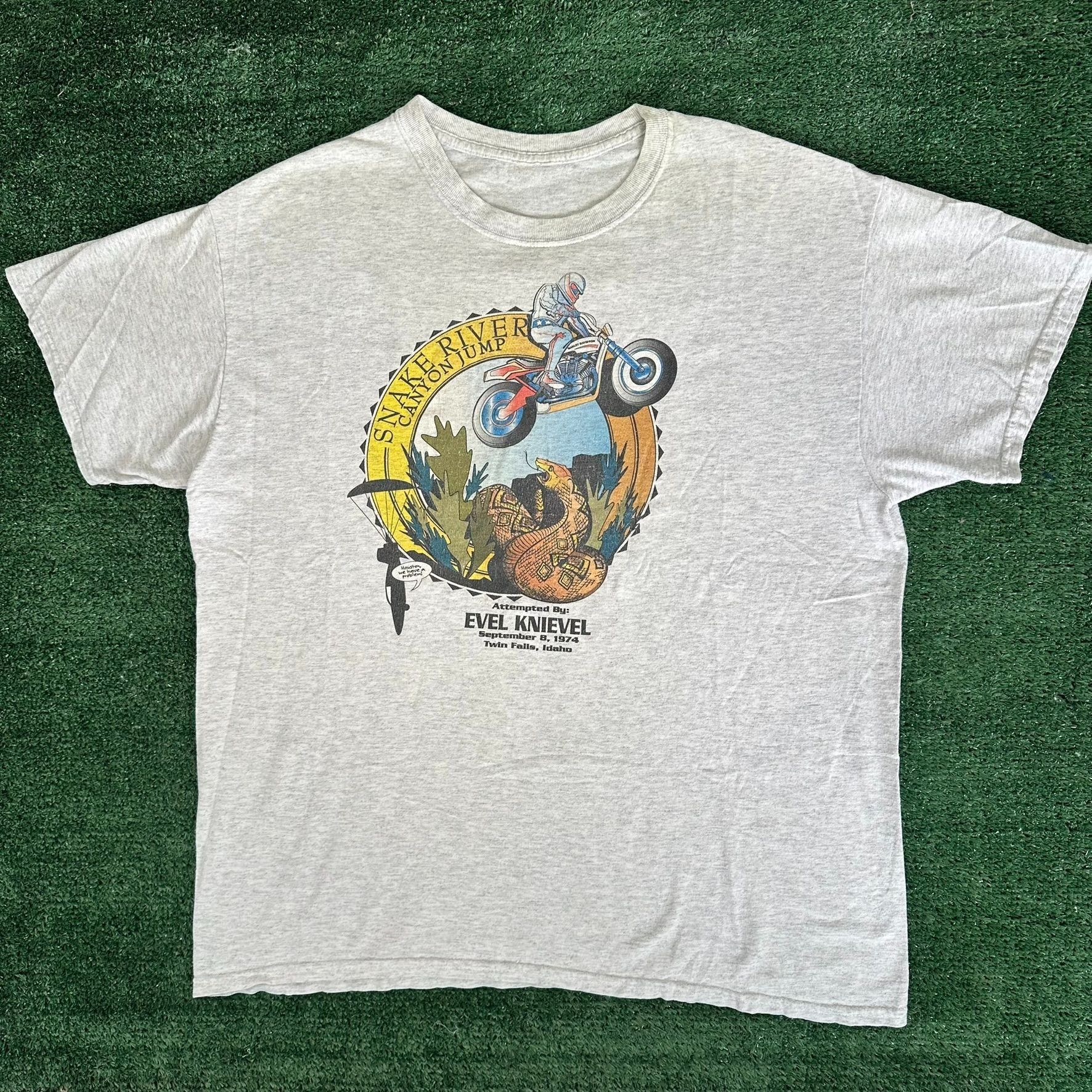 Vintage Vintage 90s Evel Knievel T-Shirt Motocross Stunt Jump Skater Size US L / EU 52-54 / 3 - 1 Thumbnail
