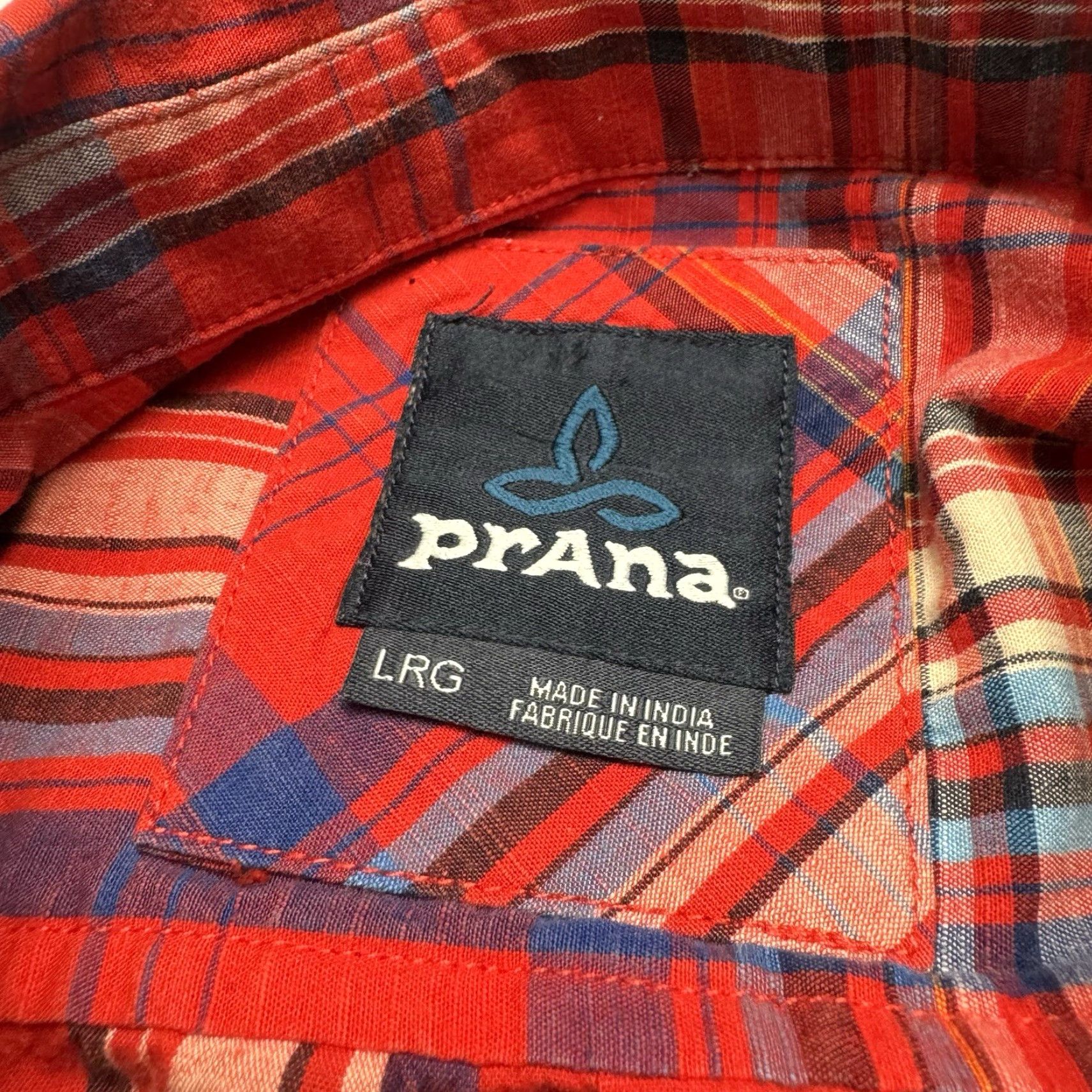 Prana prAna Shirt Men L Red Plaid Short Sleeve Button-Up Outdoor Casual Light Size US 33 - 4 Thumbnail