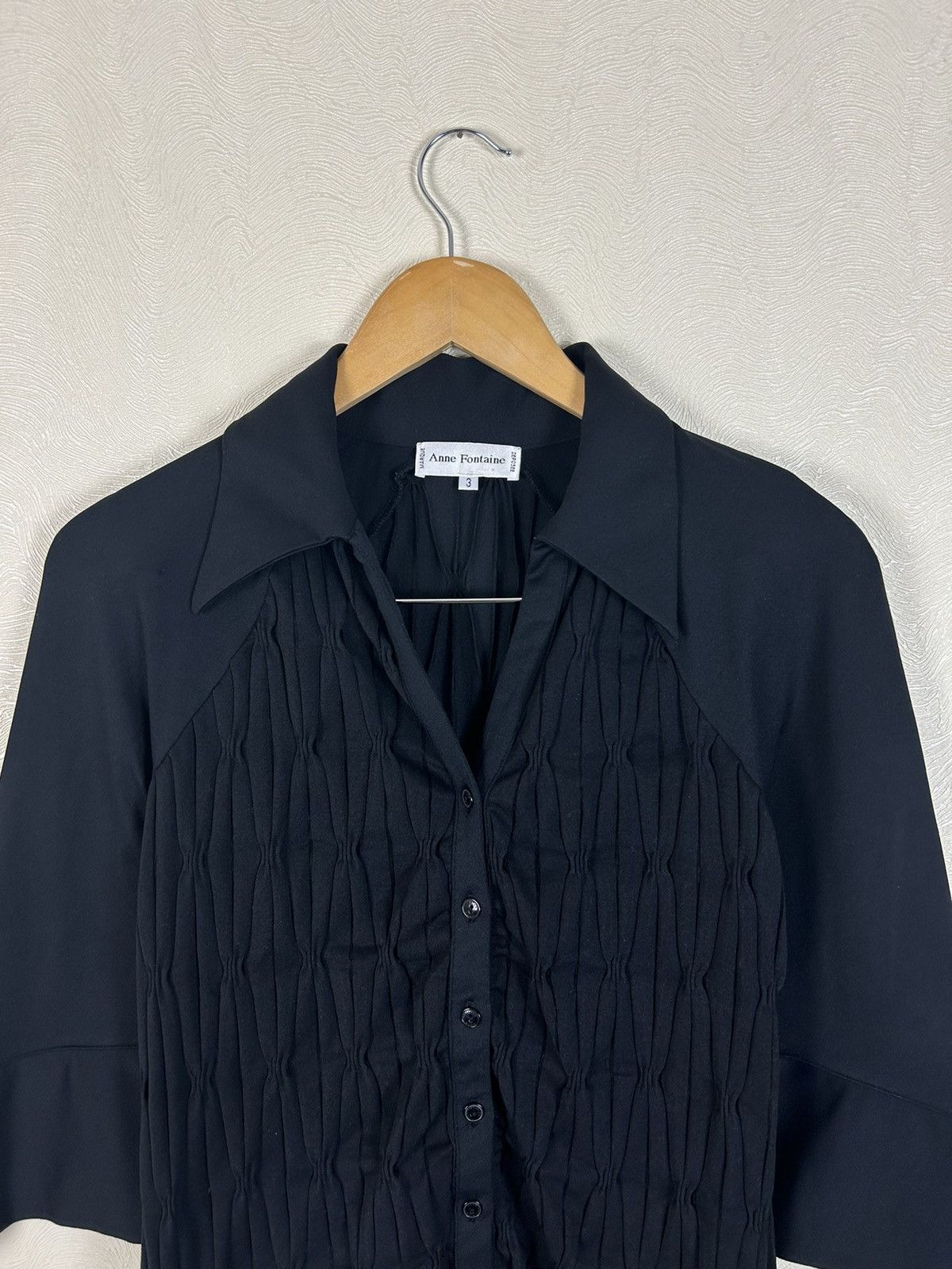 Designer Anne Fontaine Black Blouse Shirt Size 3 / M Luxury Size M / US 6-8 / IT 42-44 - 2 Thumbnail