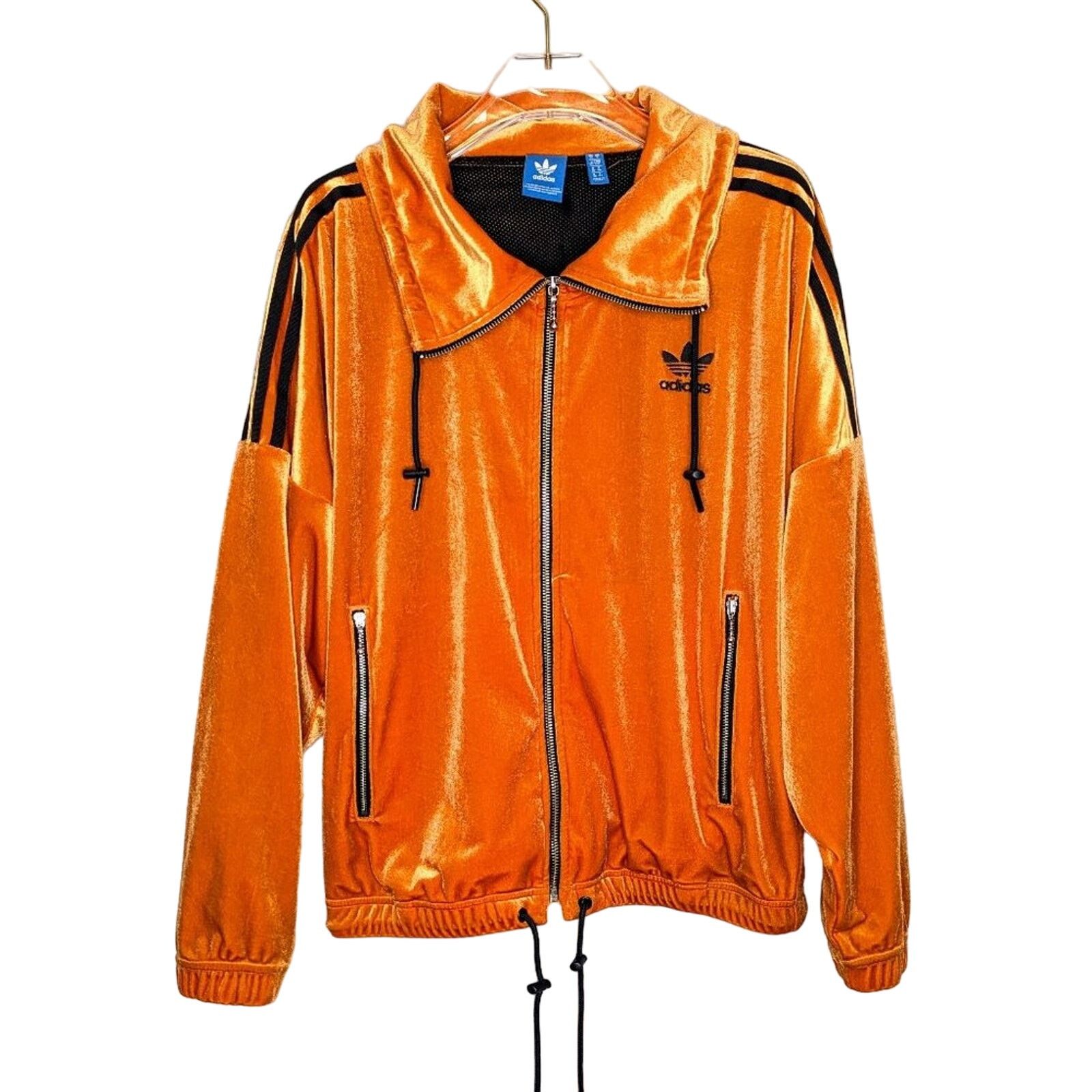 Adidas Adidas Orange Velvet Track Jacket Zip Up Oversized Pockets Grailed