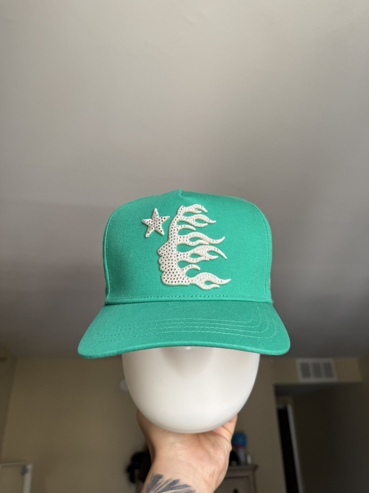 HELLSTAR グリーン キャップ ラインストーン Hellstar Rhinestone Green Baseball Hat