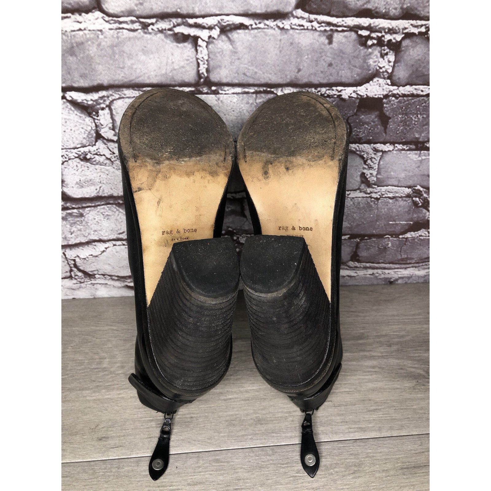 Rag & Bone Rag & Bone Black Leather Ankle Back Zip Heel Booties Women S Size US 9 / IT 39 - 17 Thumbnail