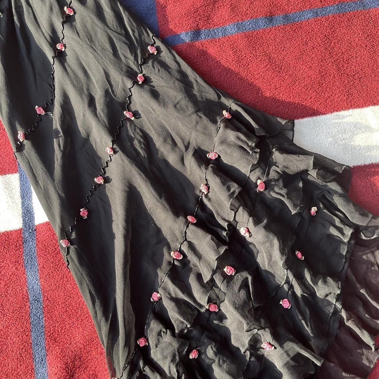 Other Y2K Vintage I.C.E black Silk rose tiered ruffle dress Size M / US 6-8 / IT 42-44 - 3 Thumbnail