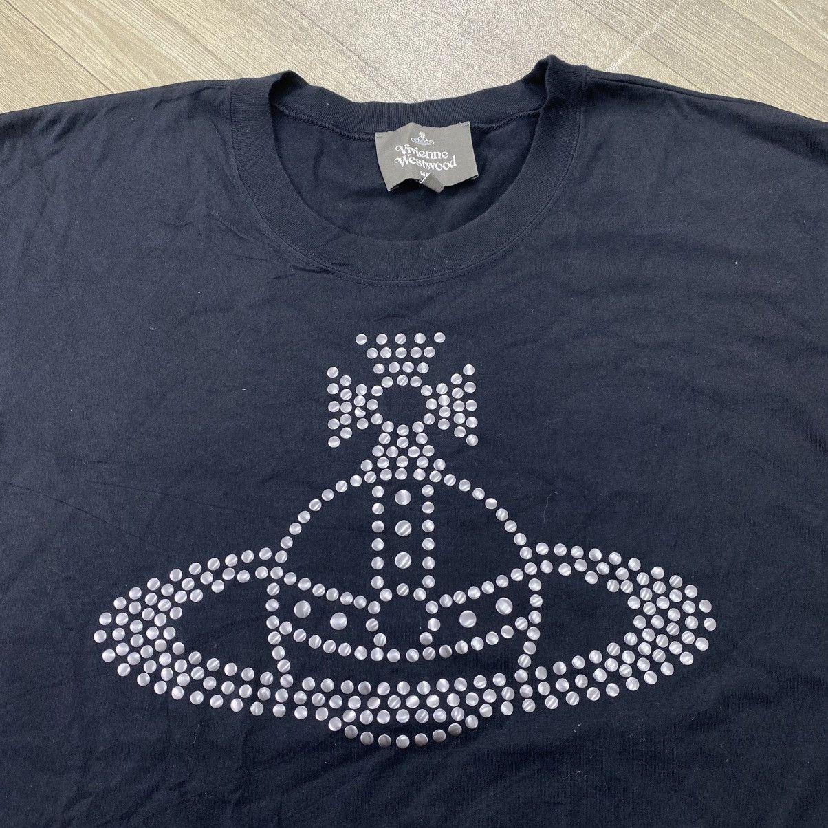 Vivienne Westwood Vintage Vivienne Westwood Rhinestone Studded Orb Logo Tee Size US M / EU 48-50 / 2 - 3 Thumbnail
