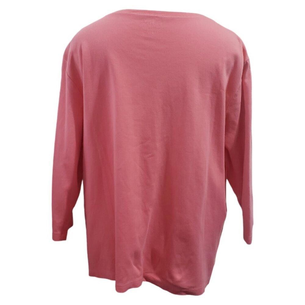 L.L. Bean CT1813 L.L. Bean 3/4 Sleeve Pink V-neck Cotton Tee 1X R Size M / US 6-8 / IT 42-44 - 3 Thumbnail