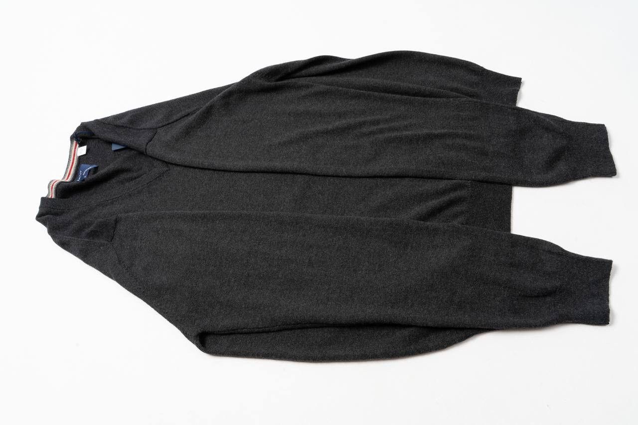 Gant 🔵GANT Wool Cotton blend V-Neck Sweater Jumper Gray Melange Size US XL / EU 56 / 4 - 9 Thumbnail