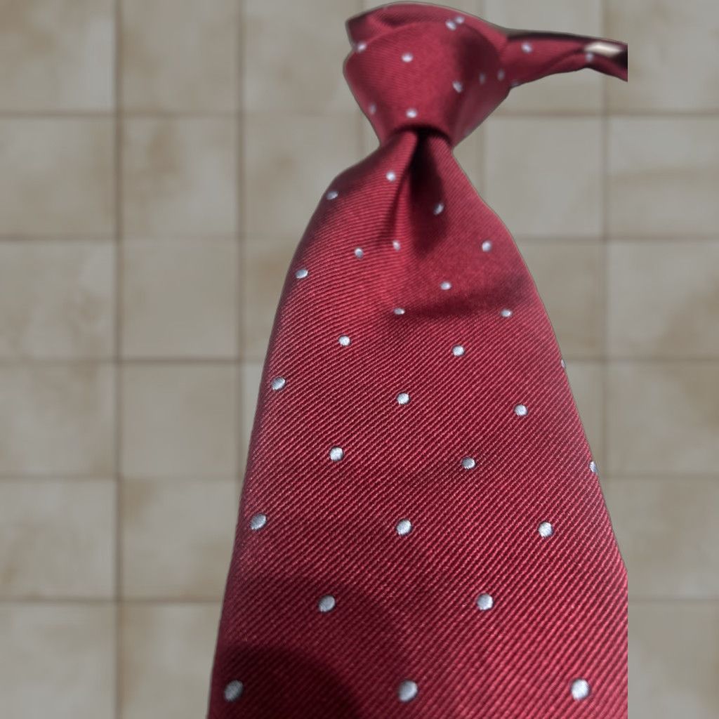 Brooks Brothers BROOKS BROTHERS NECKTIE Men Merlot BLUE POLKA DOT 100% Silk Made IN ITALY Classic One Size Red Pattern Designer Tie Size ONE SIZE - 1 Thumbnail