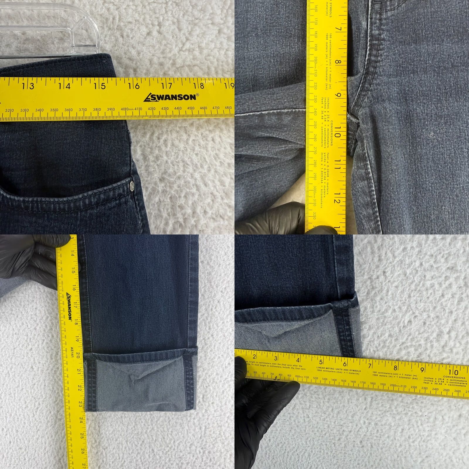 Denime Lafayette 148 New York Jeans Womens Size 8 Blue Denim Cropped Mid-Rise Wide Cuff Casual Regular Inseam 23.5" Pants/Jeans Womens Size 30" / US 8 / IT 44 - 8 Thumbnail