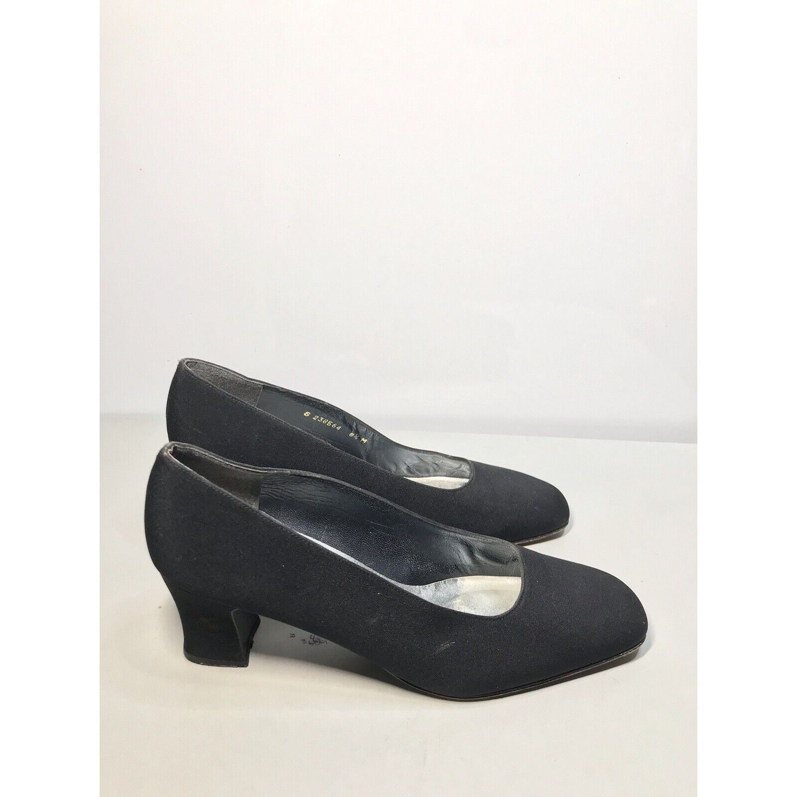 Stuart Weitzman Stuart Weitzman Black Fabric Square Toe Slip On Heels Women’ Size US 8.5 / IT 38.5 - 3 Thumbnail