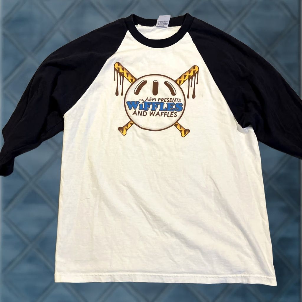 Anvil Alpha Epsilon Pi AEPI Baseball T Shirt Medium M White 3/4 Sleeve Mens Size US M / EU 48-50 / 2 - 1 Thumbnail