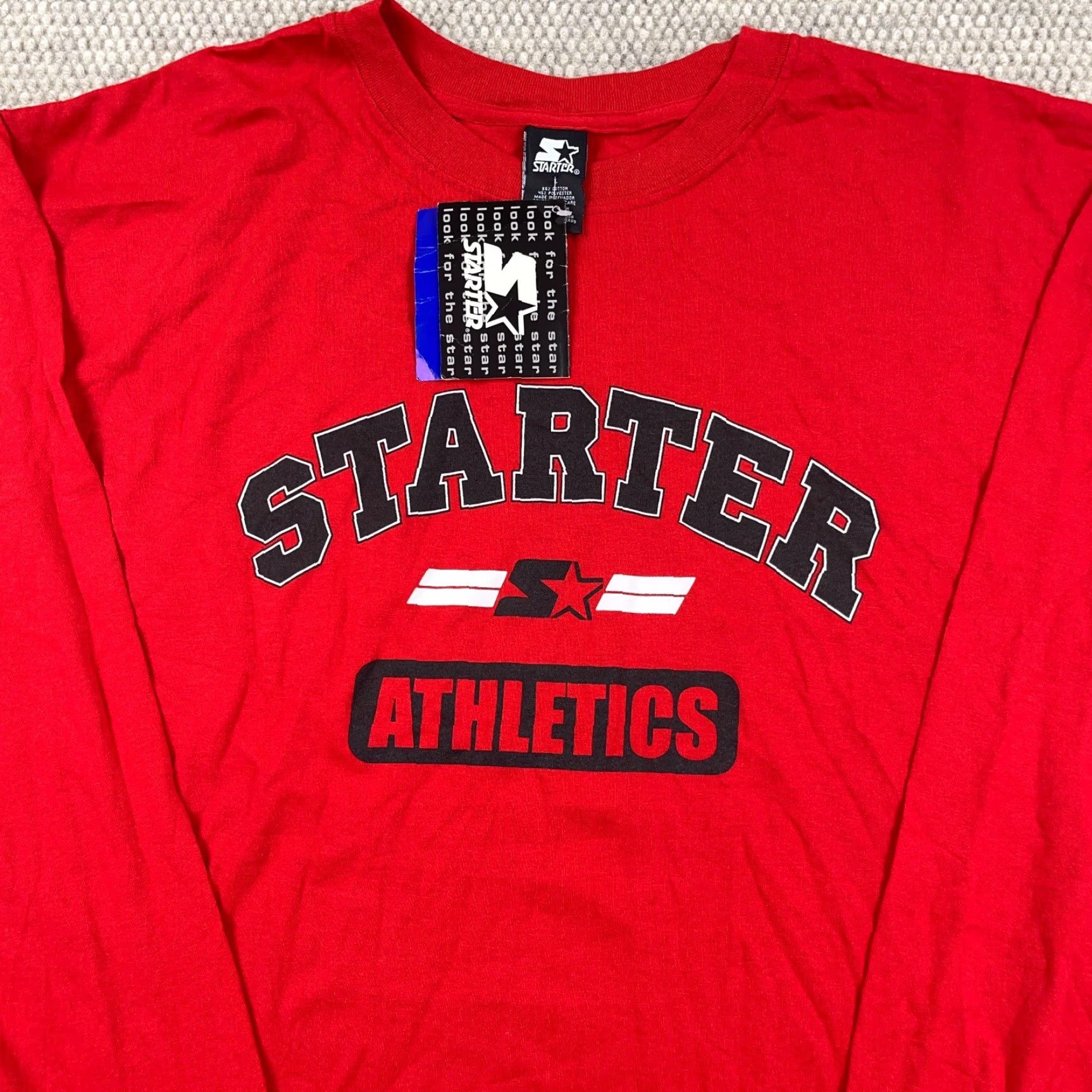 Starter VINTAGE Starter Shirt Men L Red Tee Long Sleeve Spell Out Y2K 2000s Skate Logo Retro 90s USA Mens Size US L / EU 52-54 / 3 - 2 Thumbnail
