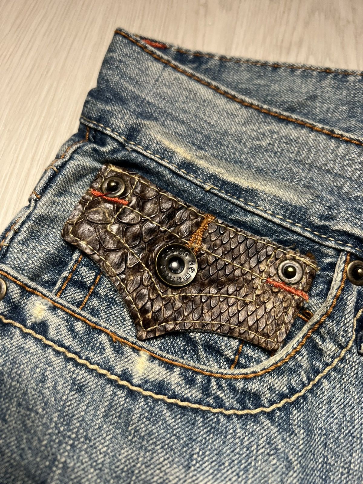 semanticdesign Semantic Design Snake Pocket Distressed Flared Jeans Size US 30 / EU 46 - 6 Thumbnail