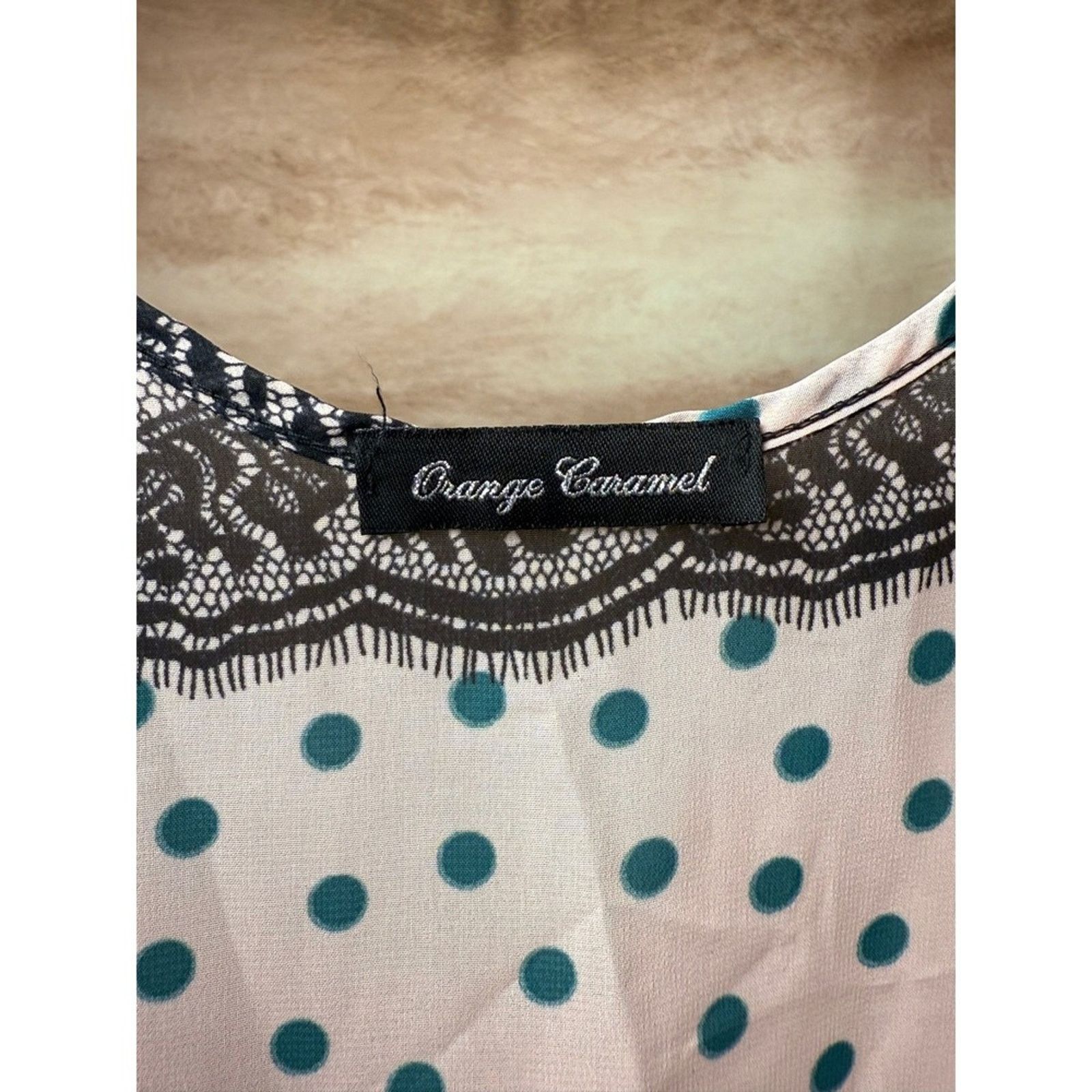 Other Orange Caramel Tank Top Pink Polka Dot Lace Trim Size S Size S / US 4 / IT 40 - 5 Thumbnail