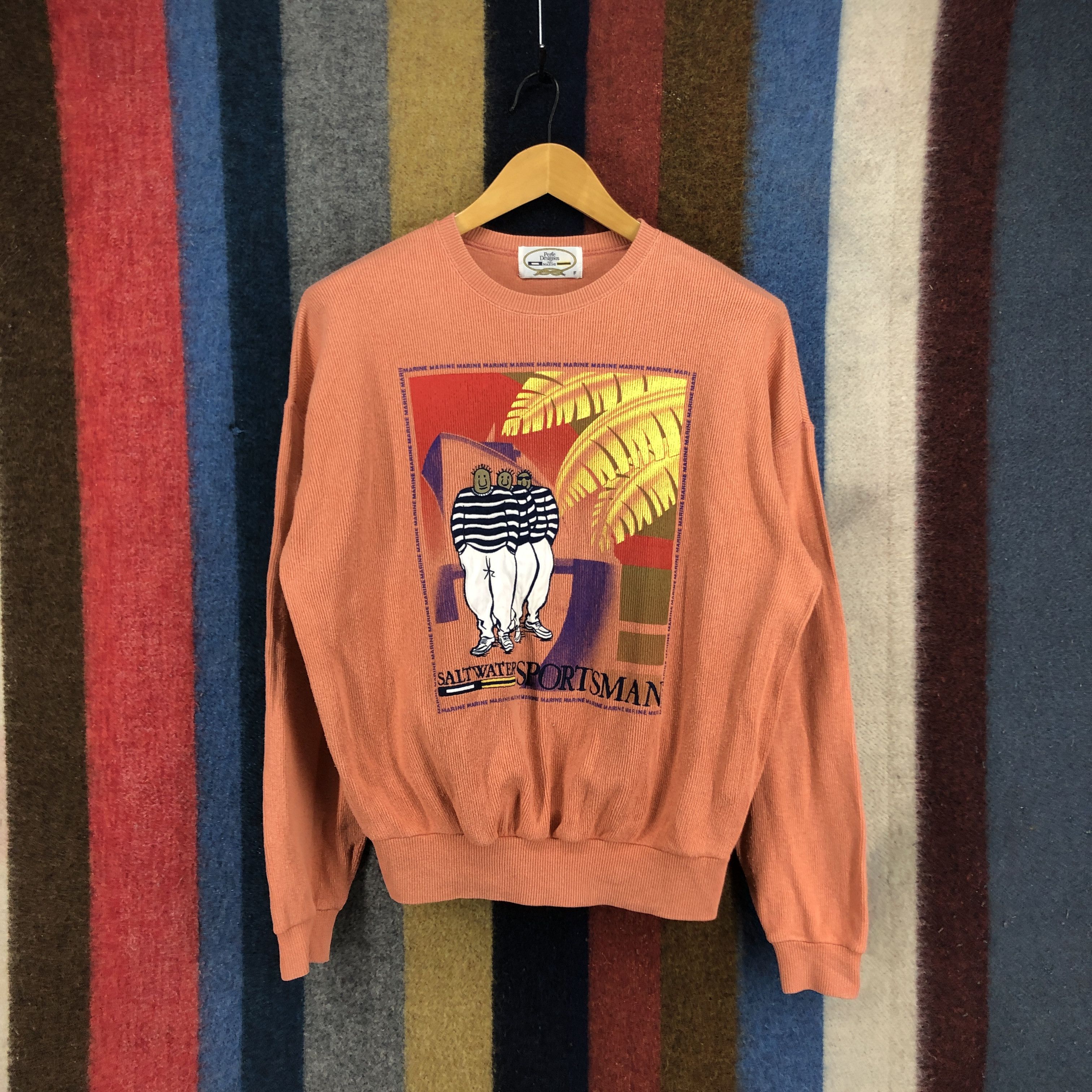 Japanese Brand 90s Salt Water Sportsman by PERFE DESIGNUS Sweatshirt #391/Q Size US M / EU 48-50 / 2 - 1 Thumbnail