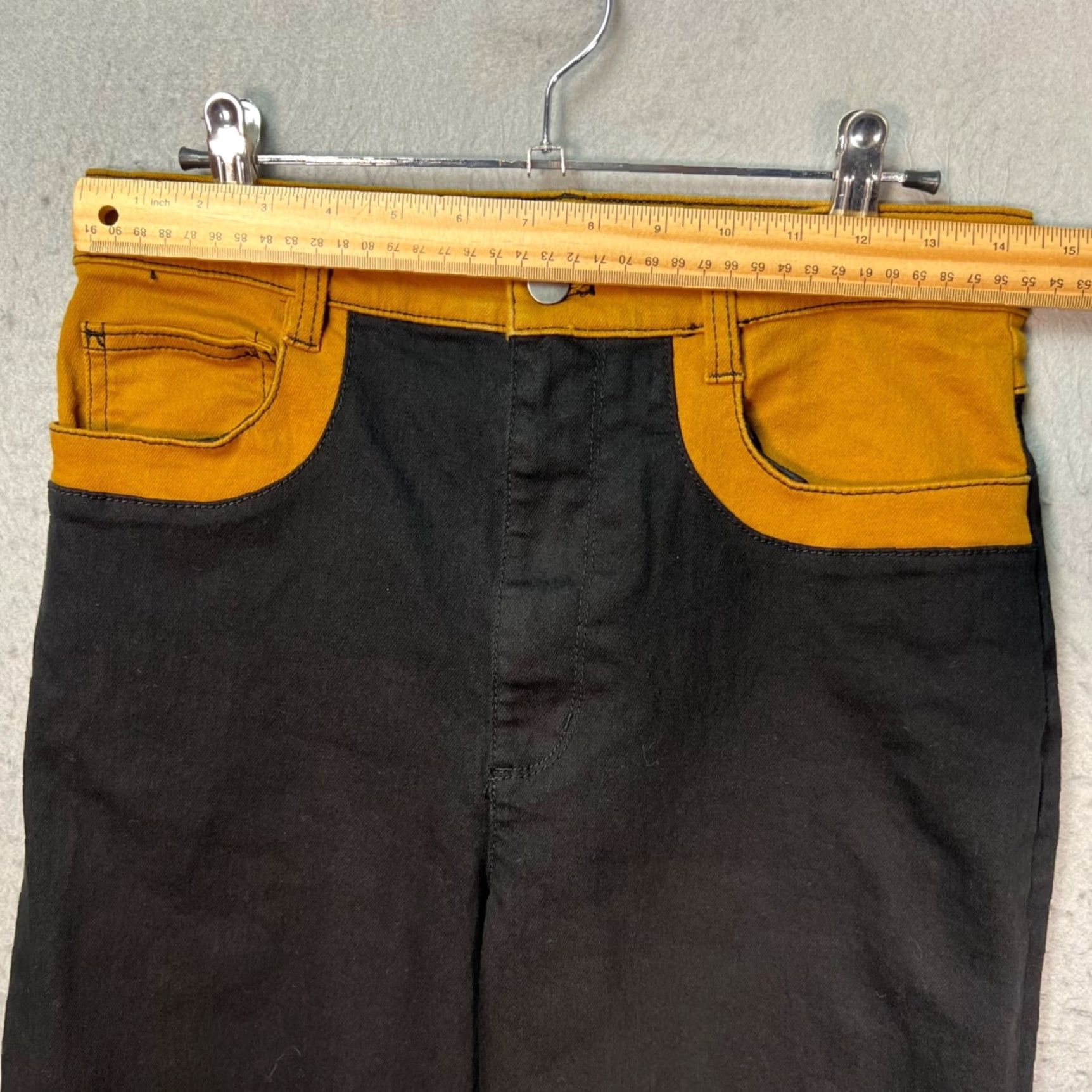 Oak + Fort Oak + Fort Pants Women Adult 8 High-Waisted Cotton Blend Straight Leg Black Mustard 31in Inseam Chino 2-Tone Vintage/98s? Size 30" / US 8 / IT 44 - 5 Thumbnail