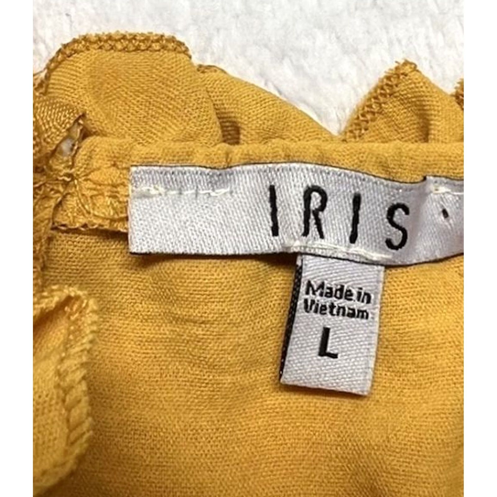 Vintage IRIS Dress Mini Yellow Sleeveless Spaghetti Strap Ruffled Tiered Fit & Flare Floral Casual L Women Size L / US 10 / IT 46 - 6 Thumbnail