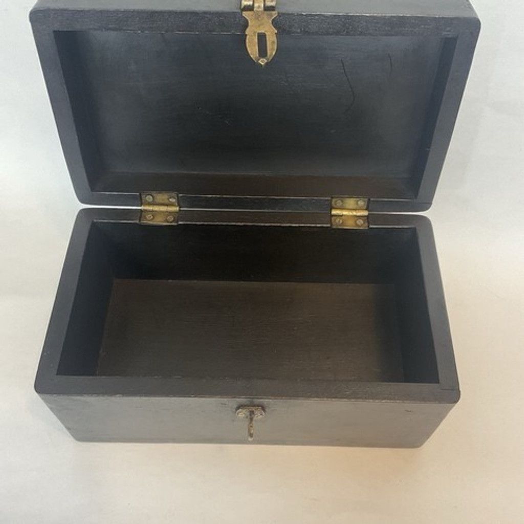 Handmade VTG Dark Brown Wooden Box W/Metal Decorative Brass OrnateTop Size ONE SIZE - 10 Thumbnail