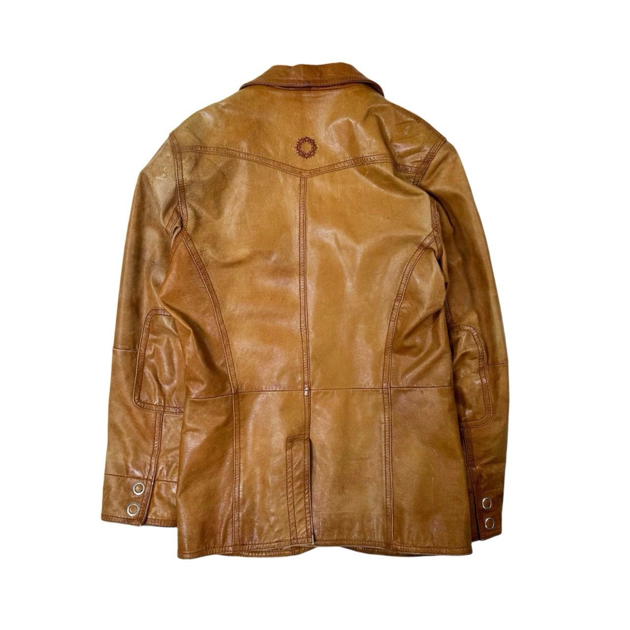 Vintage Vintage 00s Y2K Gsuss Industries Tan Leather Button Up Size US L / EU 52-54 / 3 - 5 Thumbnail