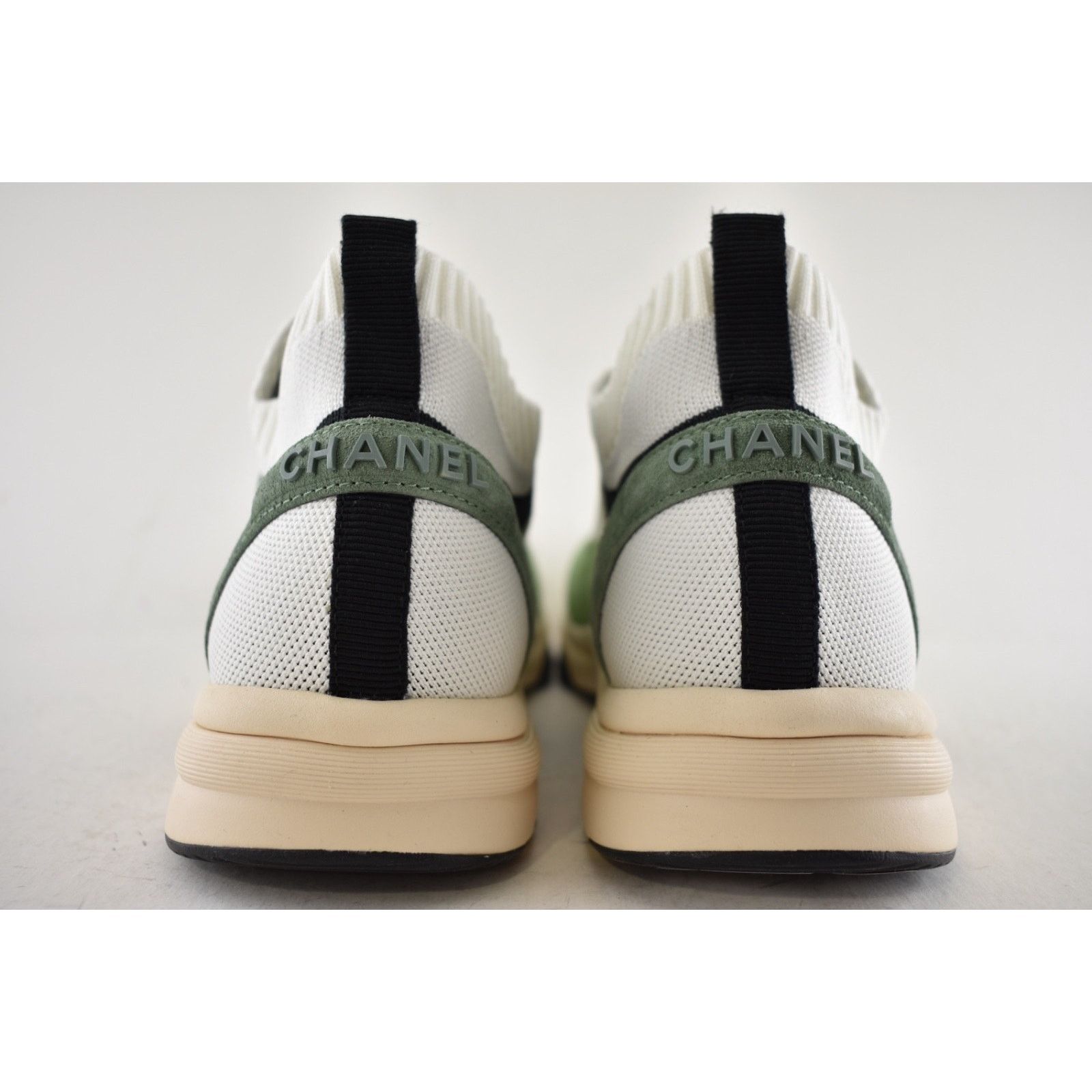 Chanel Green White Black Suede Knit CC Logo Low Trainer Sneaker 11 Size US 11 / EU 44 - 12 Thumbnail