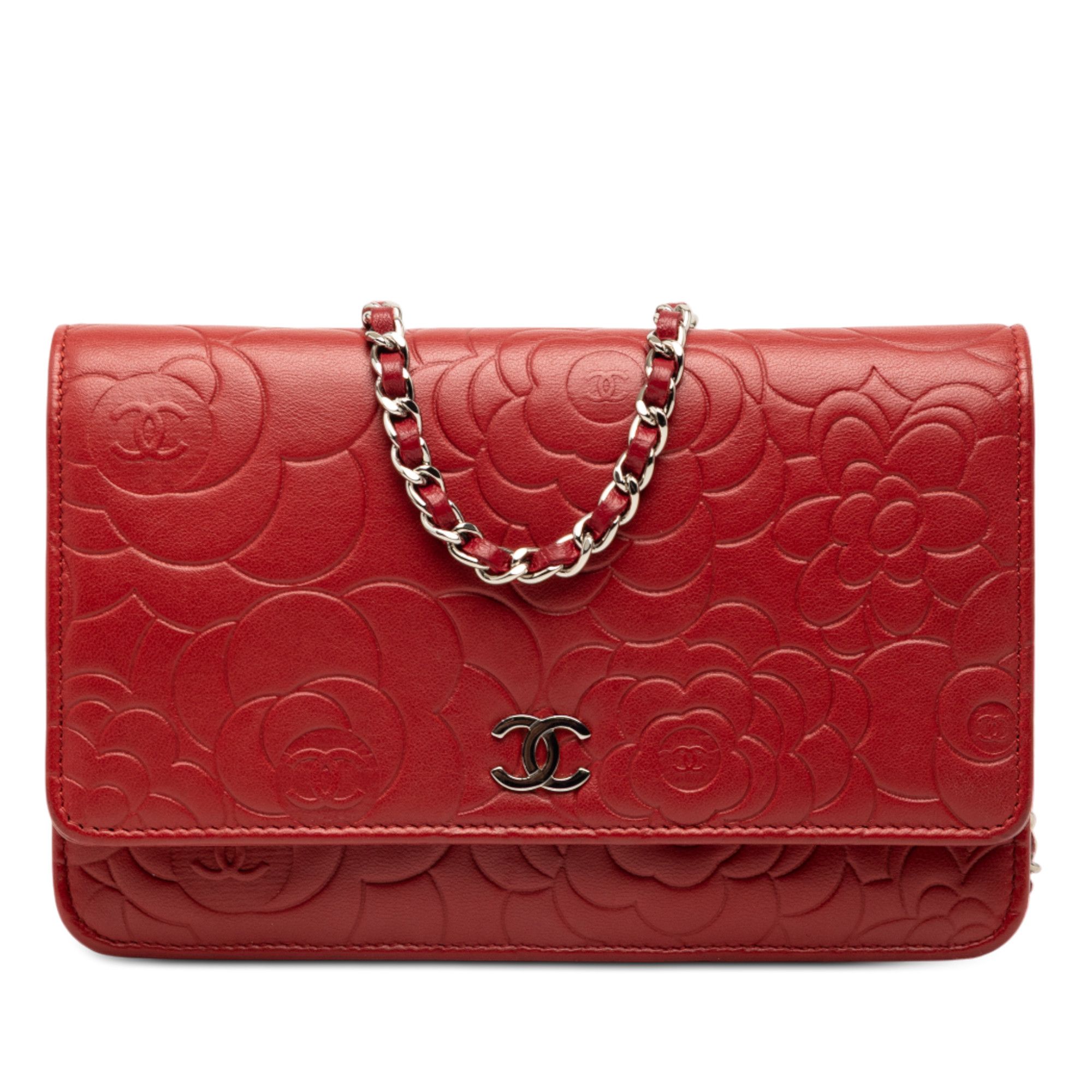 Chanel Chanel CC Embossed Lambskin Camellia Wallet On Chain Size ONE SIZE - 1 Thumbnail