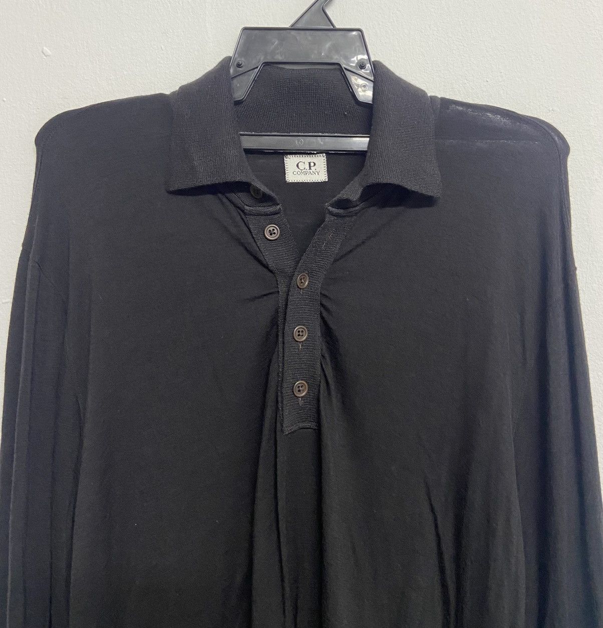 C.P. Company Vintage Cp Company Long Sleeve Polo Shirt Black Wool Size US M / EU 48-50 / 2 - 9 Thumbnail