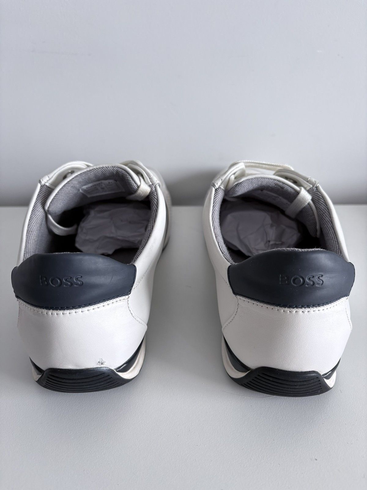 Hugo Boss Boss white leather casual sneakers elegant men's size 41 Size US 8.5 / EU 41-42 - 5 Thumbnail